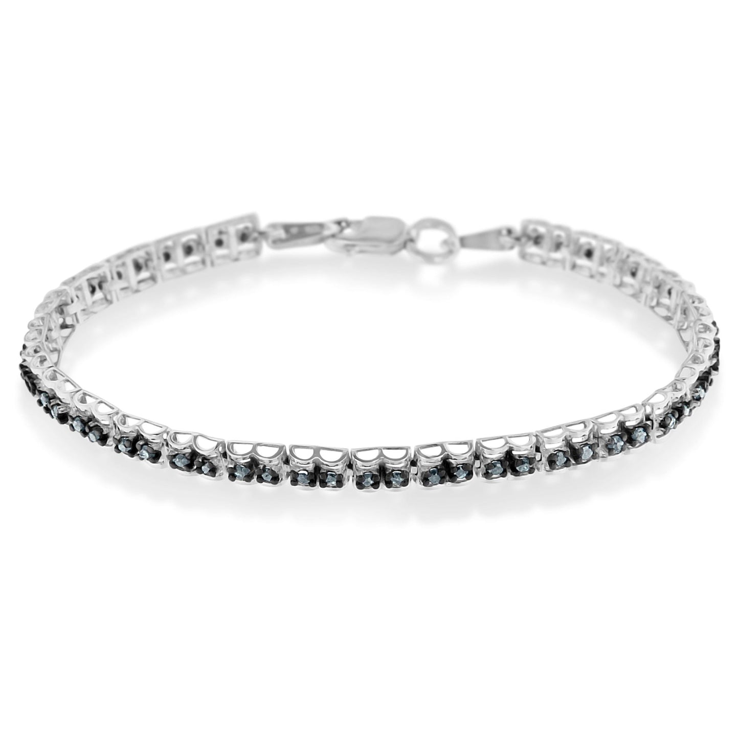 Pulsera de Tenis de Diamantes con Rodio Negro sobre Plata Esterlina .925 y Corte Rosa