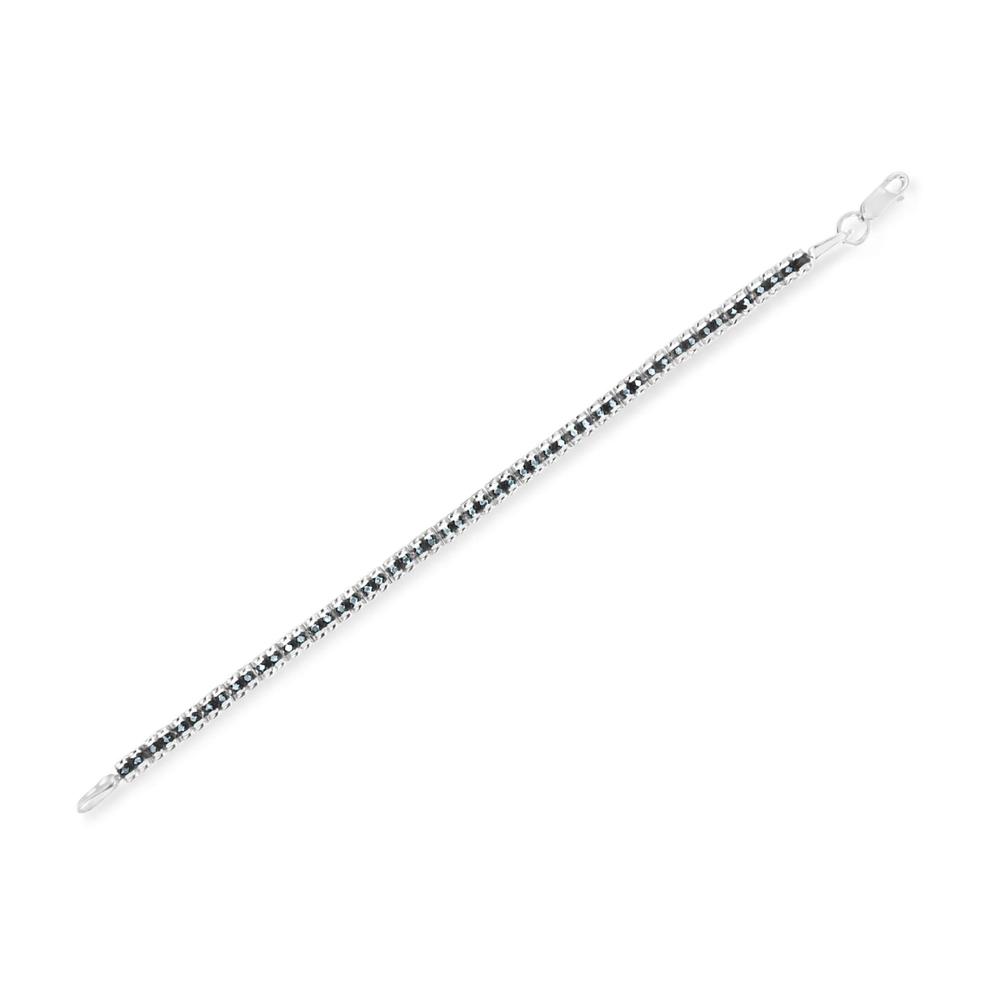 Pulsera de Tenis de Diamantes con Rodio Negro sobre Plata Esterlina .925 y Corte Rosa