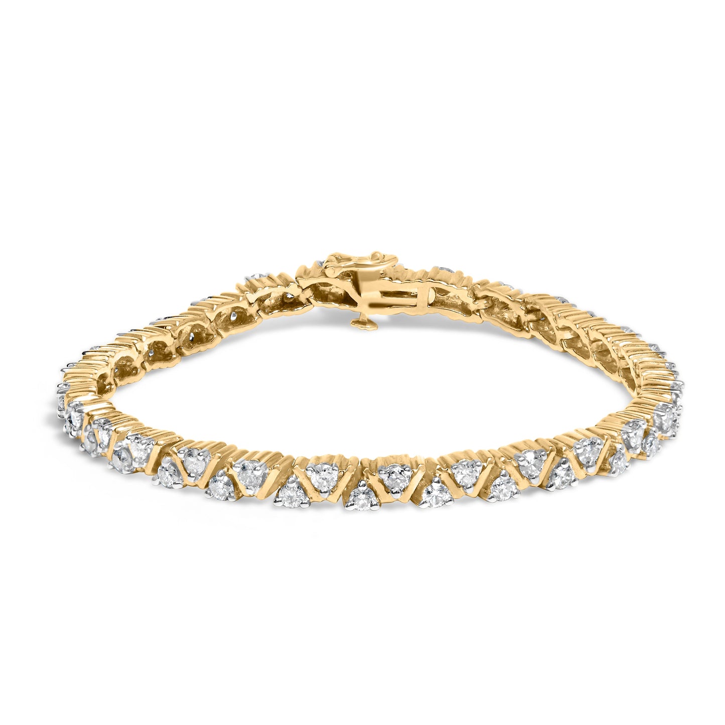 Bracelet en diamant taille ronde en or jaune 14K