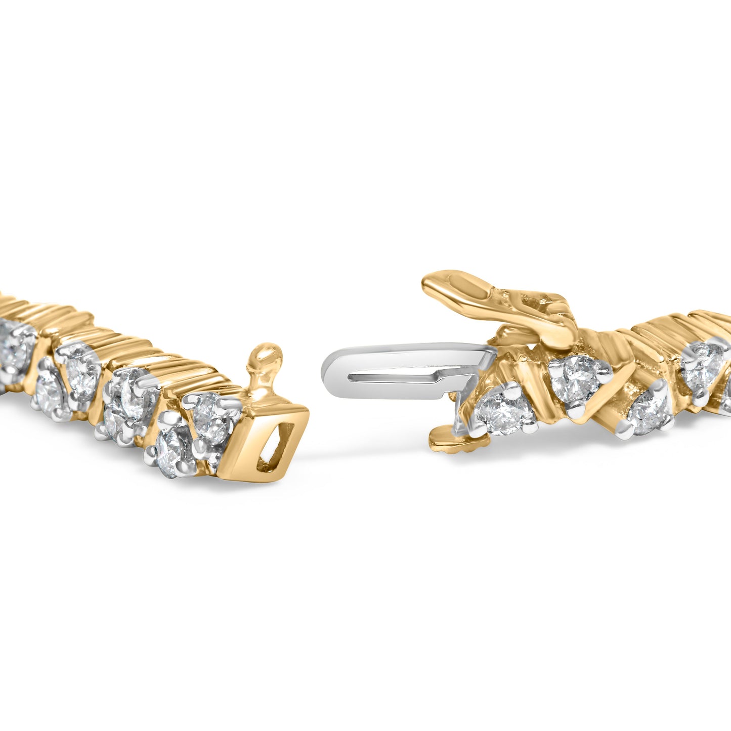 14K Yellow Gold Diamond Triangle Link Tennis Bracelet - 7 Inches