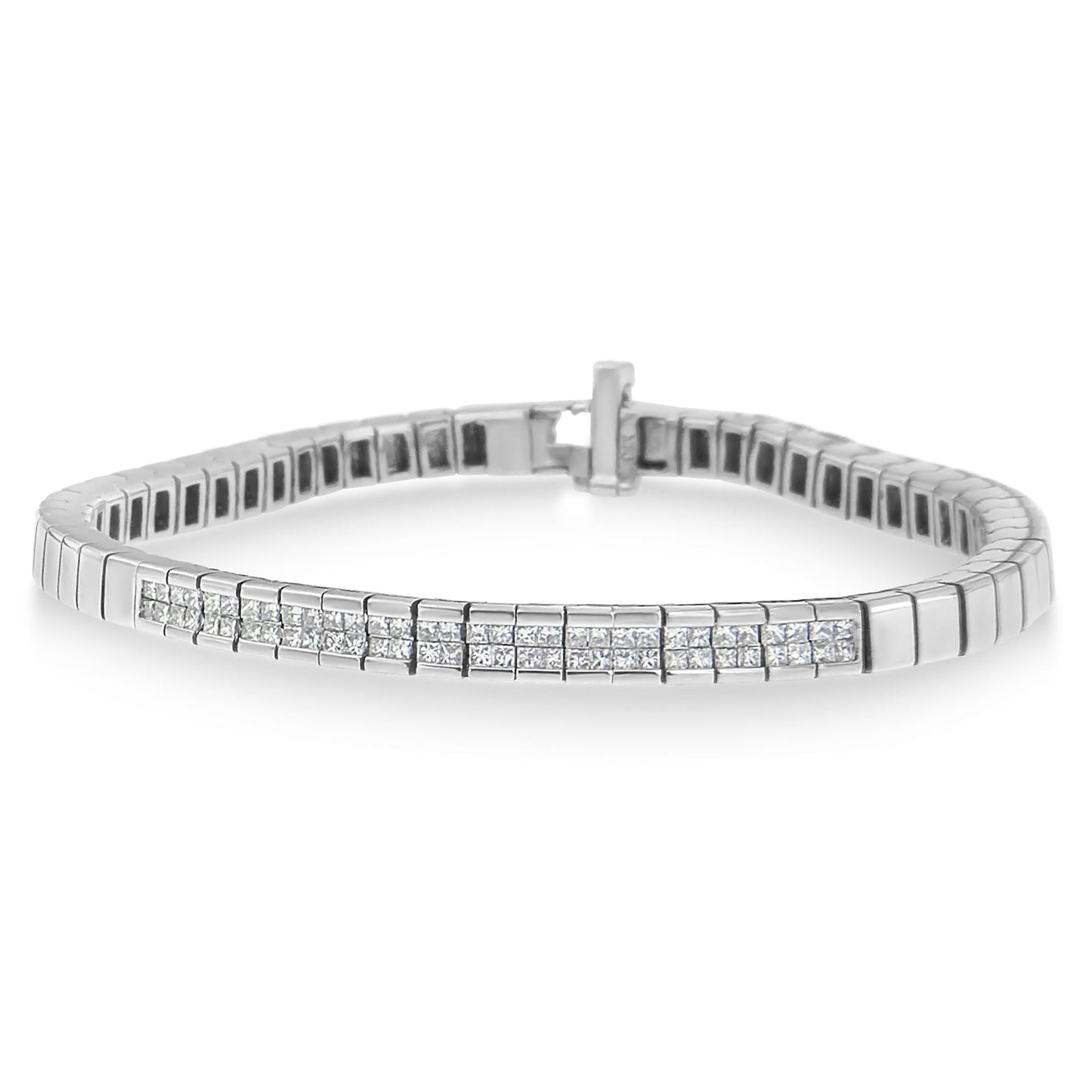 Pulsera de diamantes de corte princesa de oro blanco de 14K