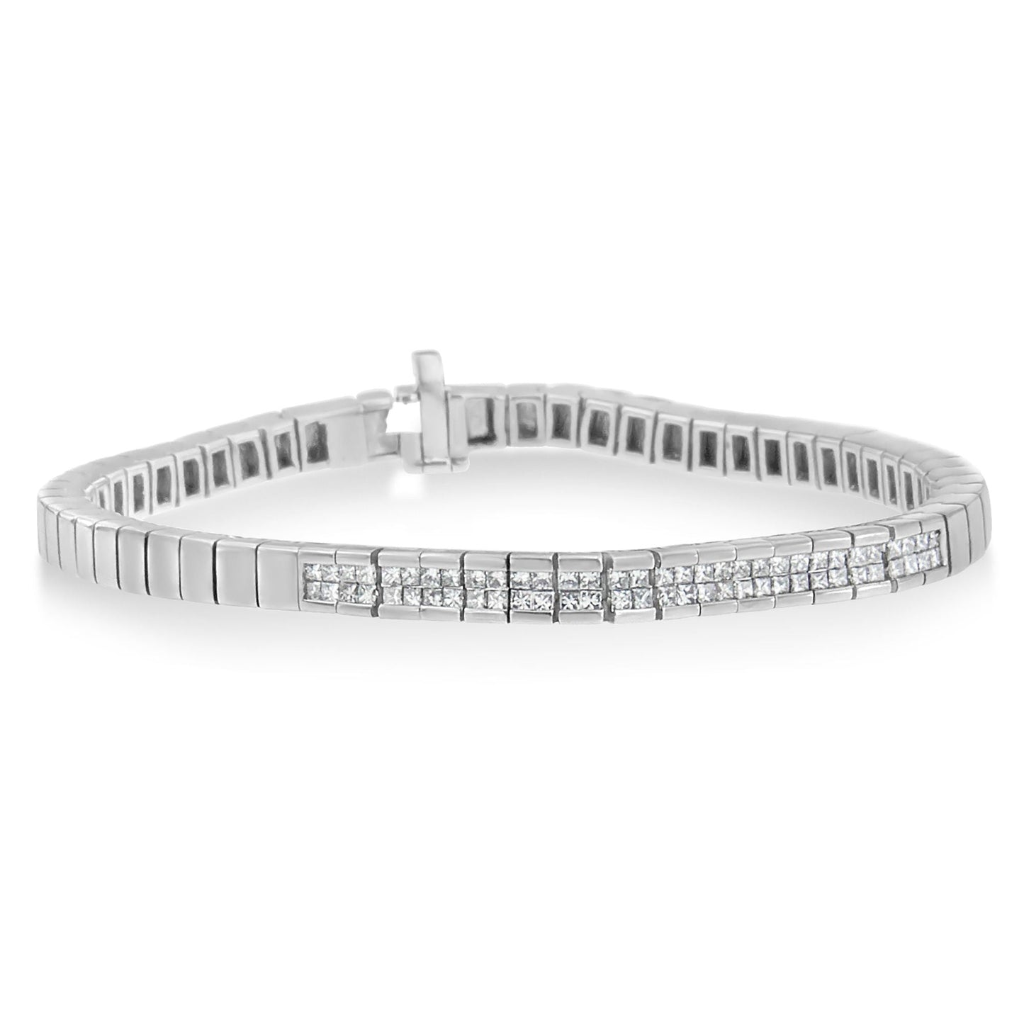 Pulsera de diamantes de corte princesa de oro blanco de 14K