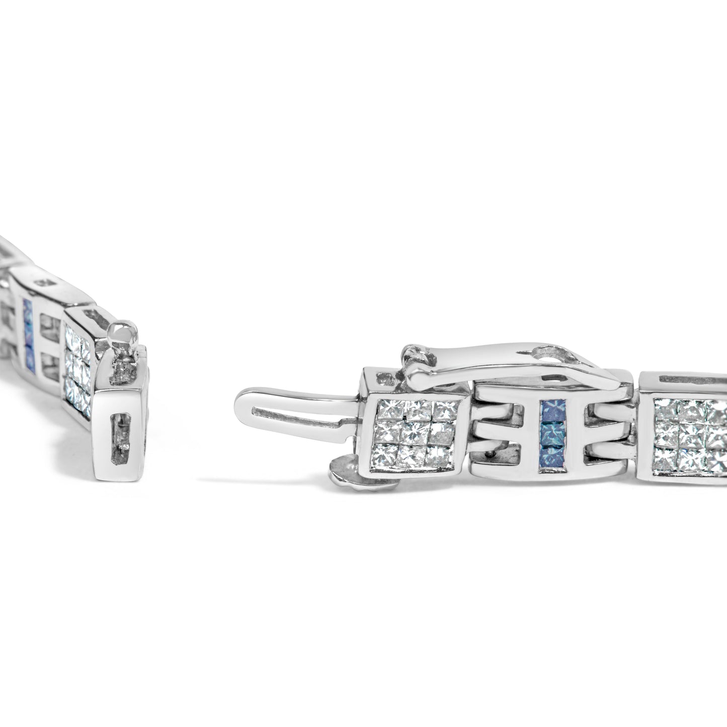 Pulsera de eslabones de diamantes en corte princesa de oro blanco de 14 quilates