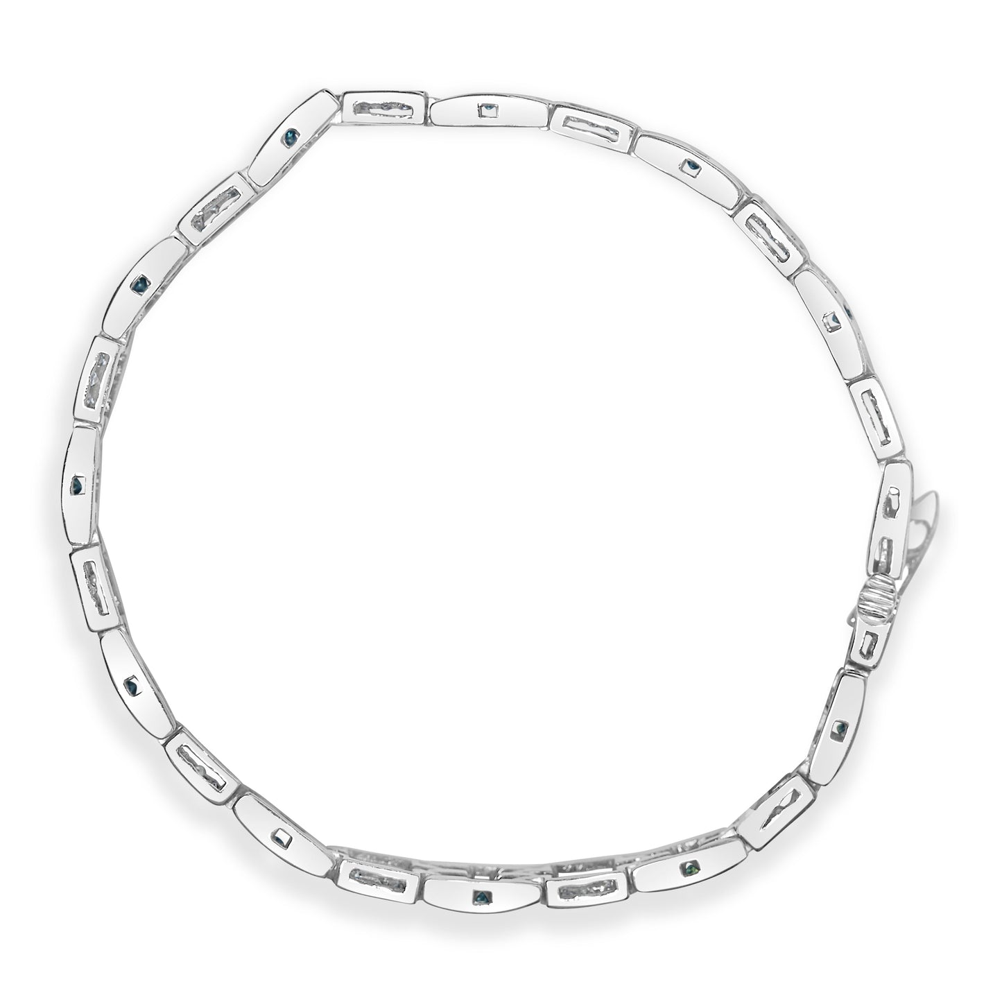 Pulsera de eslabones de diamantes en corte princesa de oro blanco de 14 quilates