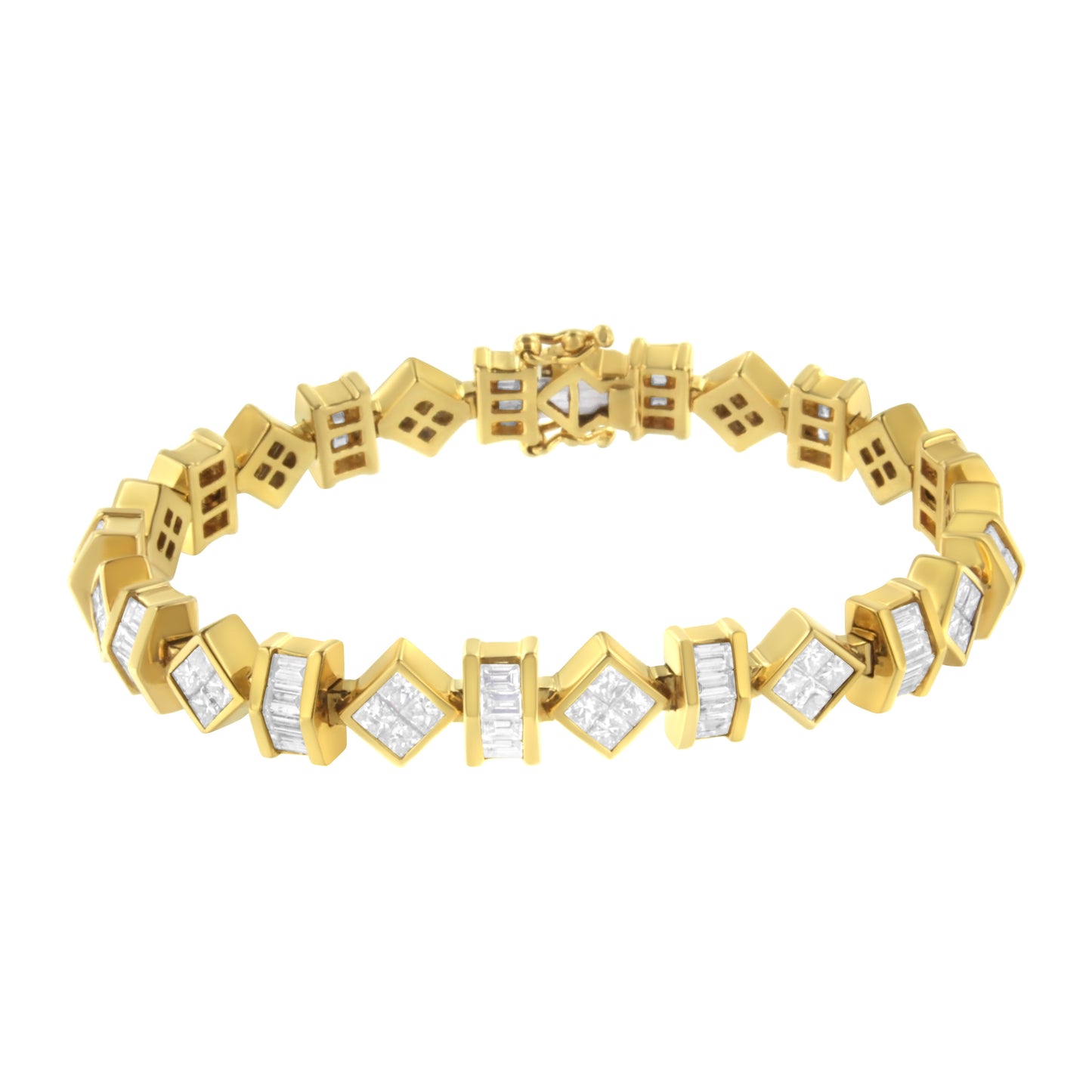 Bracelet en or jaune 14K avec diamants en lien géométrique
