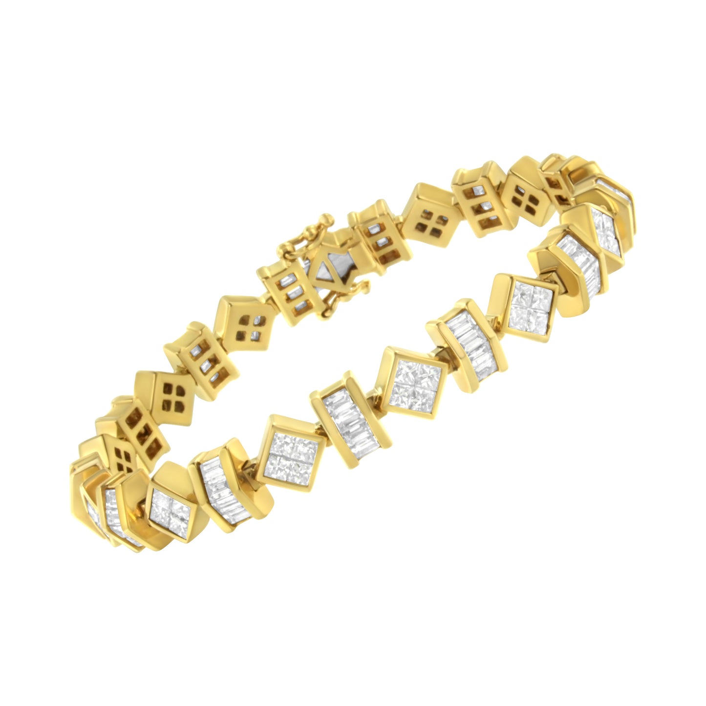 Bracelet en or jaune 14K avec diamants en lien géométrique
