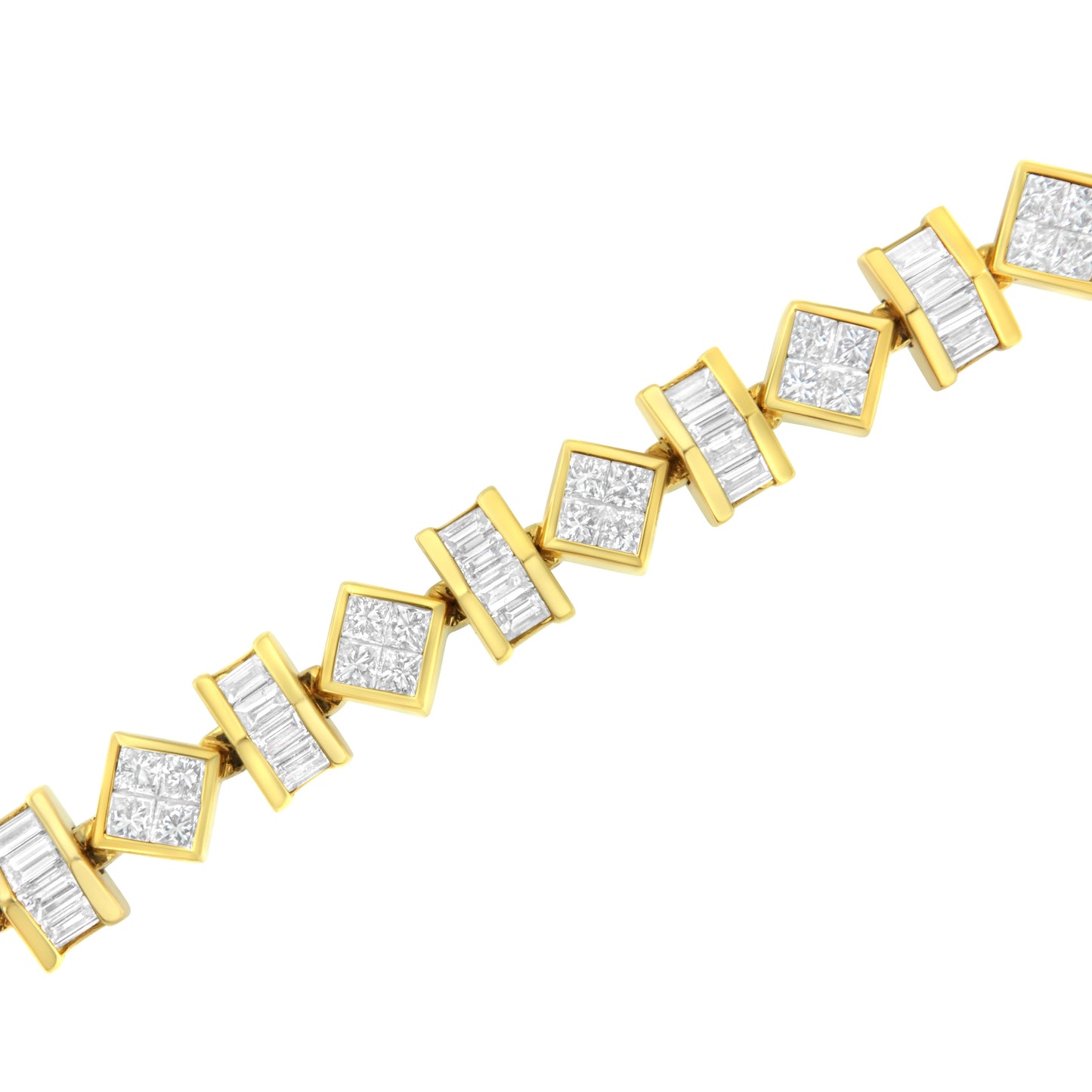 Bracelet en or jaune 14K avec diamants en lien géométrique