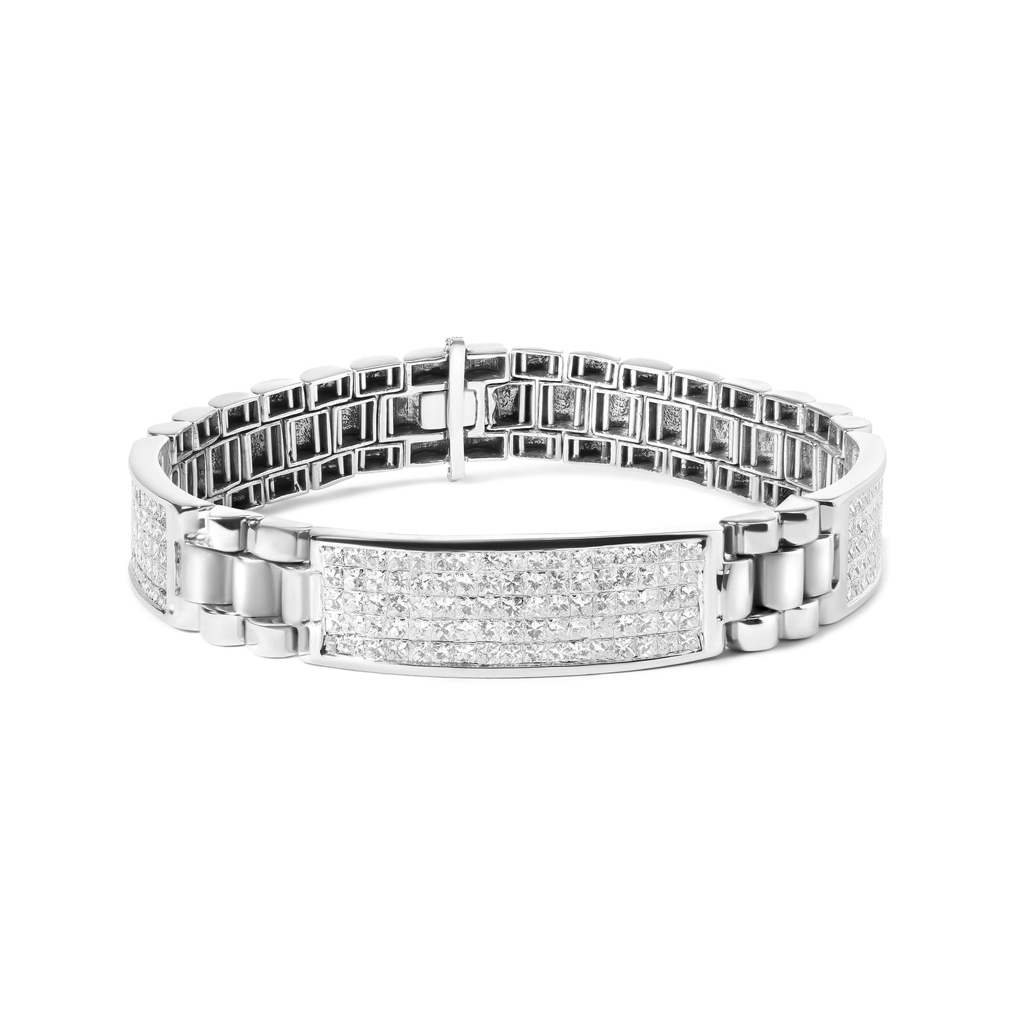 Pulsera de Tenis de Diamantes Invisible para Hombre en Oro Blanco de 14K - 12.0 Cttw