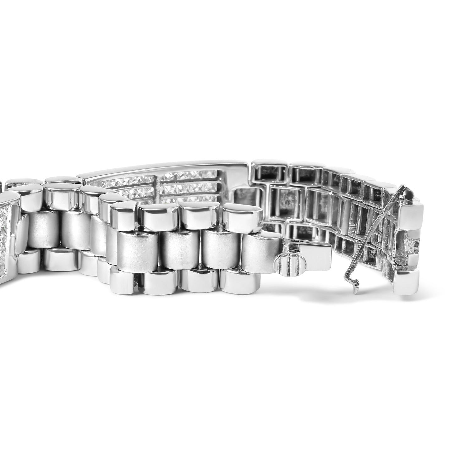 Pulsera de Tenis de Diamantes Invisible para Hombre en Oro Blanco de 14K - 12.0 Cttw