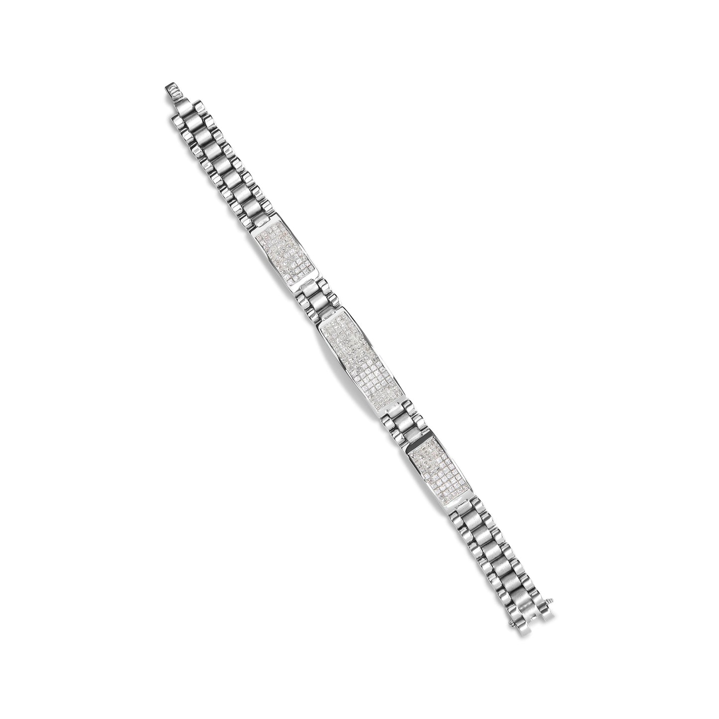 Pulsera de Tenis de Diamantes Invisible para Hombre en Oro Blanco de 14K - 12.0 Cttw