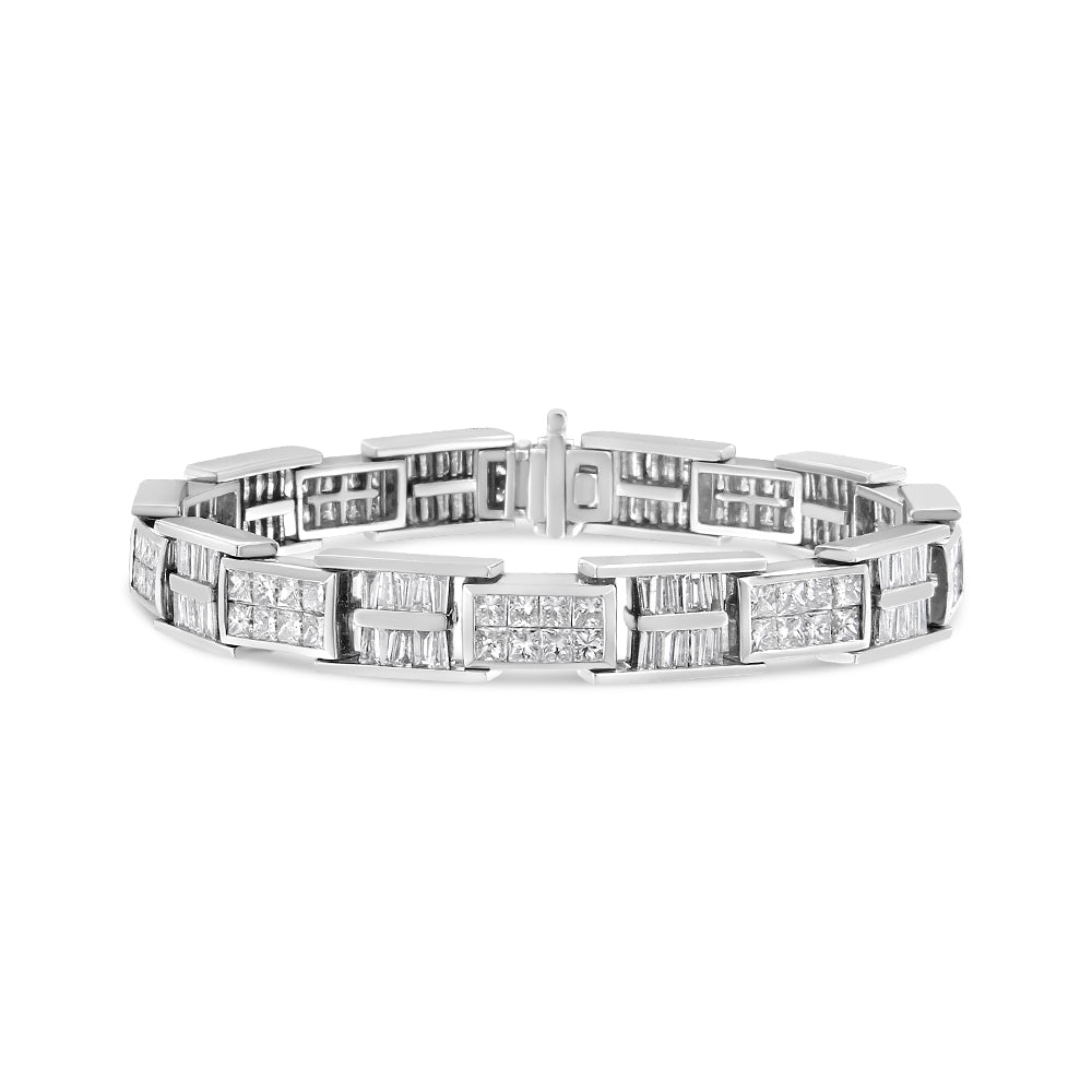 Bracelet en or blanc 14K avec panneaux de diamants - 7 pouces