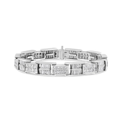 Pulsera de eslabones de panel de diamantes de oro blanco de 14 quilates - 7 pulgadas