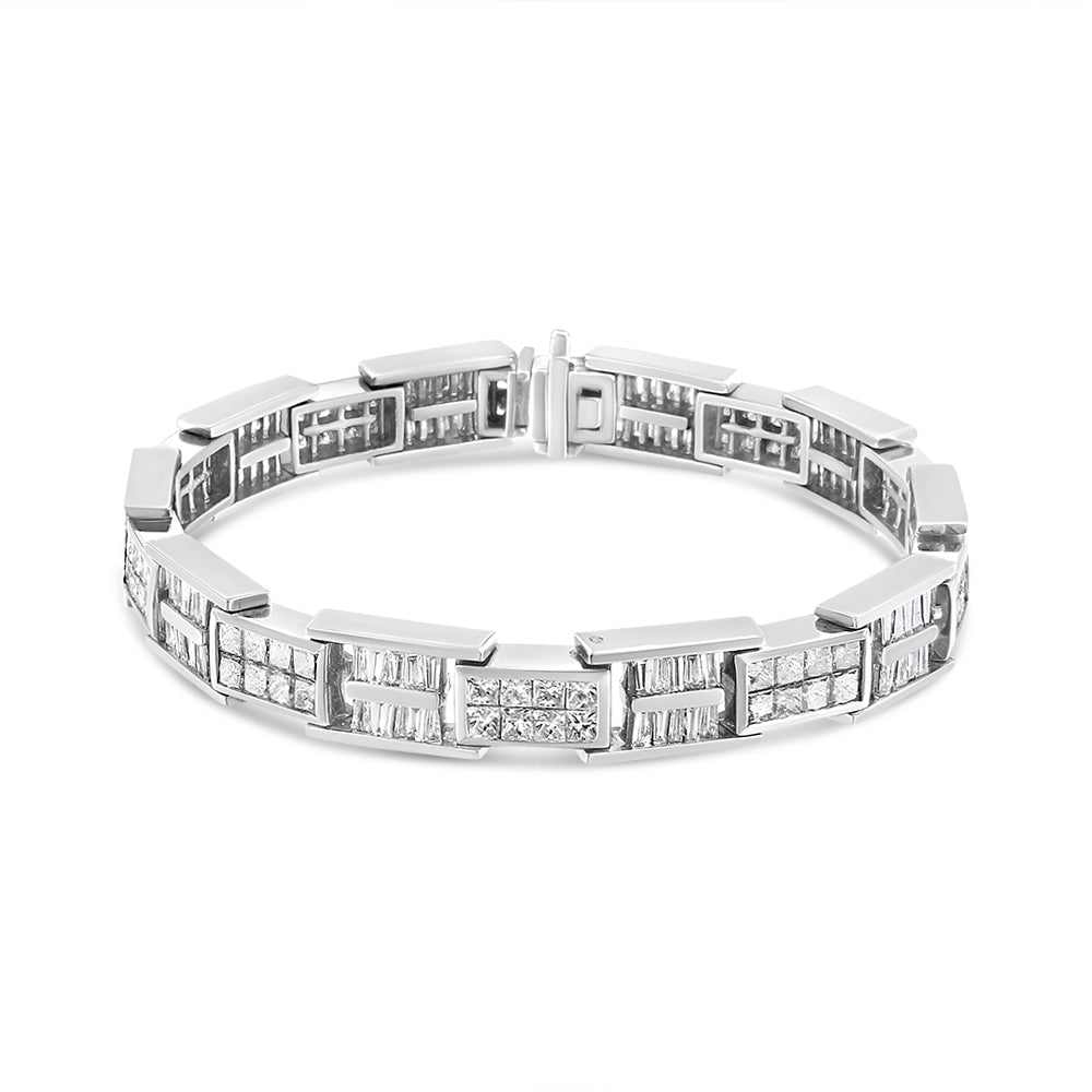 Bracelet en or blanc 14K avec panneaux de diamants - 7 pouces