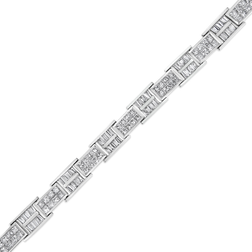 Bracelet en or blanc 14K avec panneaux de diamants - 7 pouces