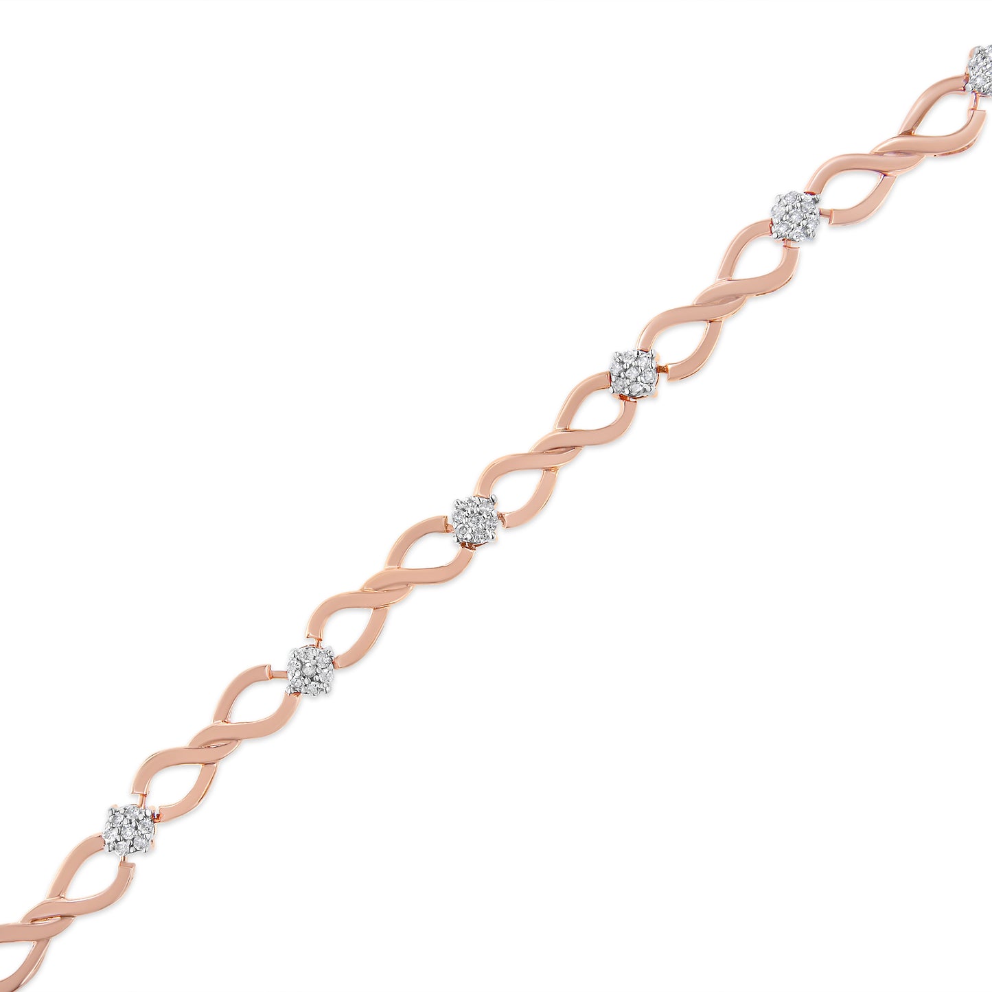 Pulsera de eslabones de infinito de diamantes de plata esterlina chapada en oro rosa de 10K - 7"