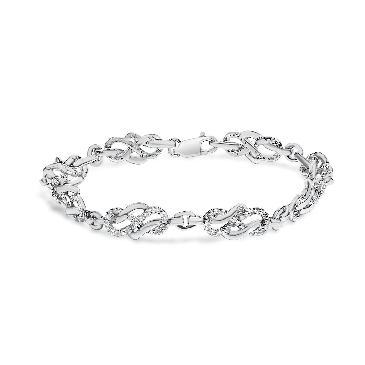 .925 Sterling Silver Diamond Infinity Loop Bracelet - 7.25"