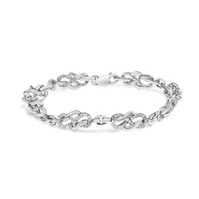 Bracelet en boucle infini en argent sterling 0,925 avec diamants - 7,25"