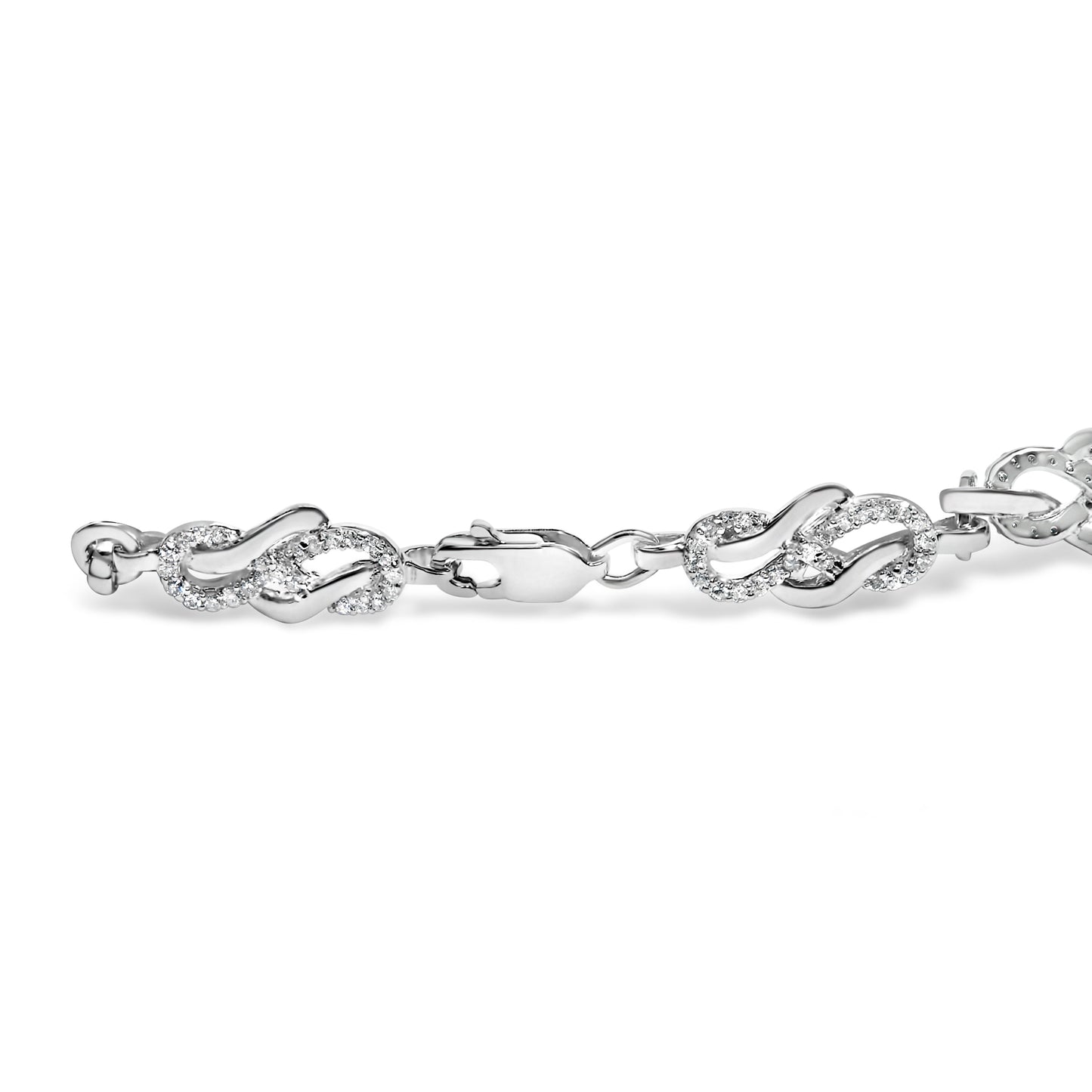 .925 Sterling Silver Diamond Infinity Loop Bracelet - 7.25"