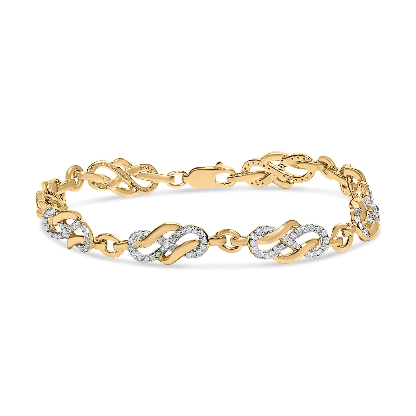 Bracelet Infini en Argent Sterling Plaqué Or Jaune 14K avec Diamants