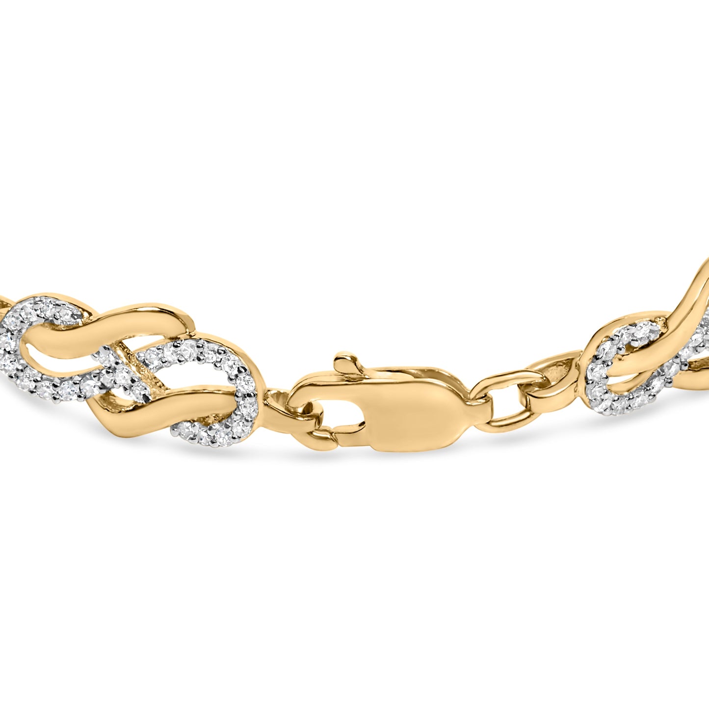 Bracelet Infini en Argent Sterling Plaqué Or Jaune 14K avec Diamants