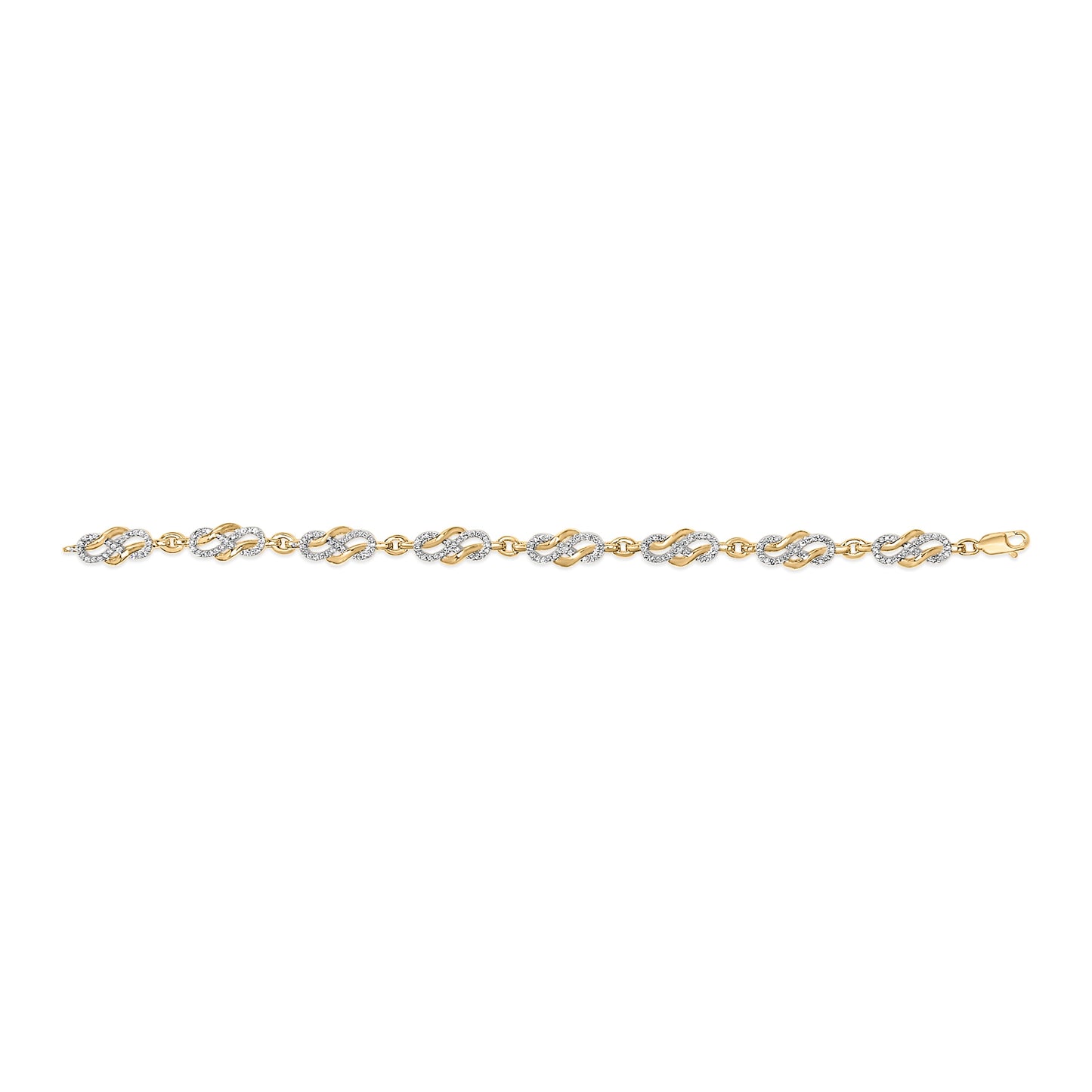 Bracelet Infini en Argent Sterling Plaqué Or Jaune 14K avec Diamants