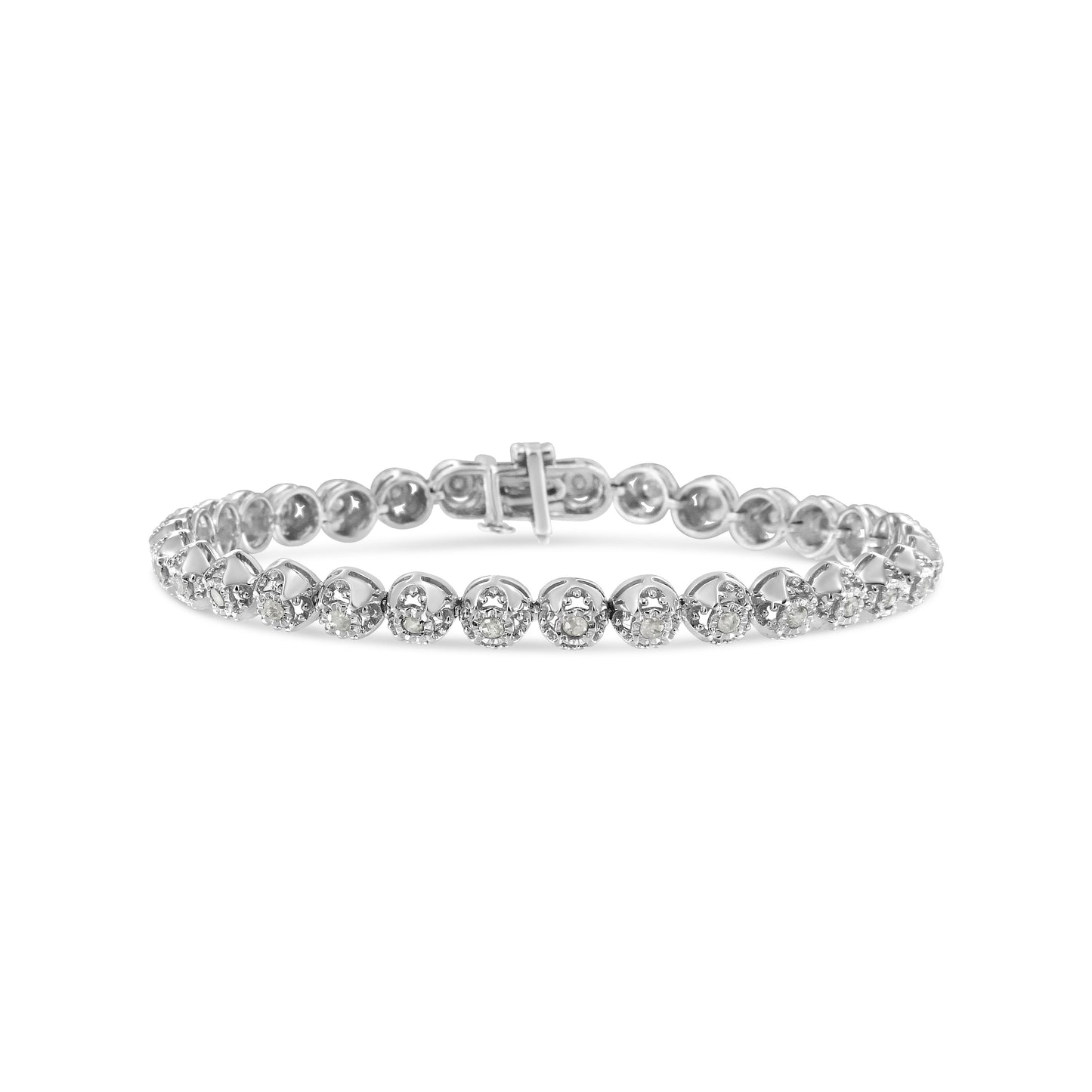 Pulsera de Tenis Cuatrohojas de Diamante de Plata Esterlina .925