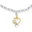 Pulsera de encanto de corazón y cinta de concienciación de diamantes de oro amarillo de 10 quilates