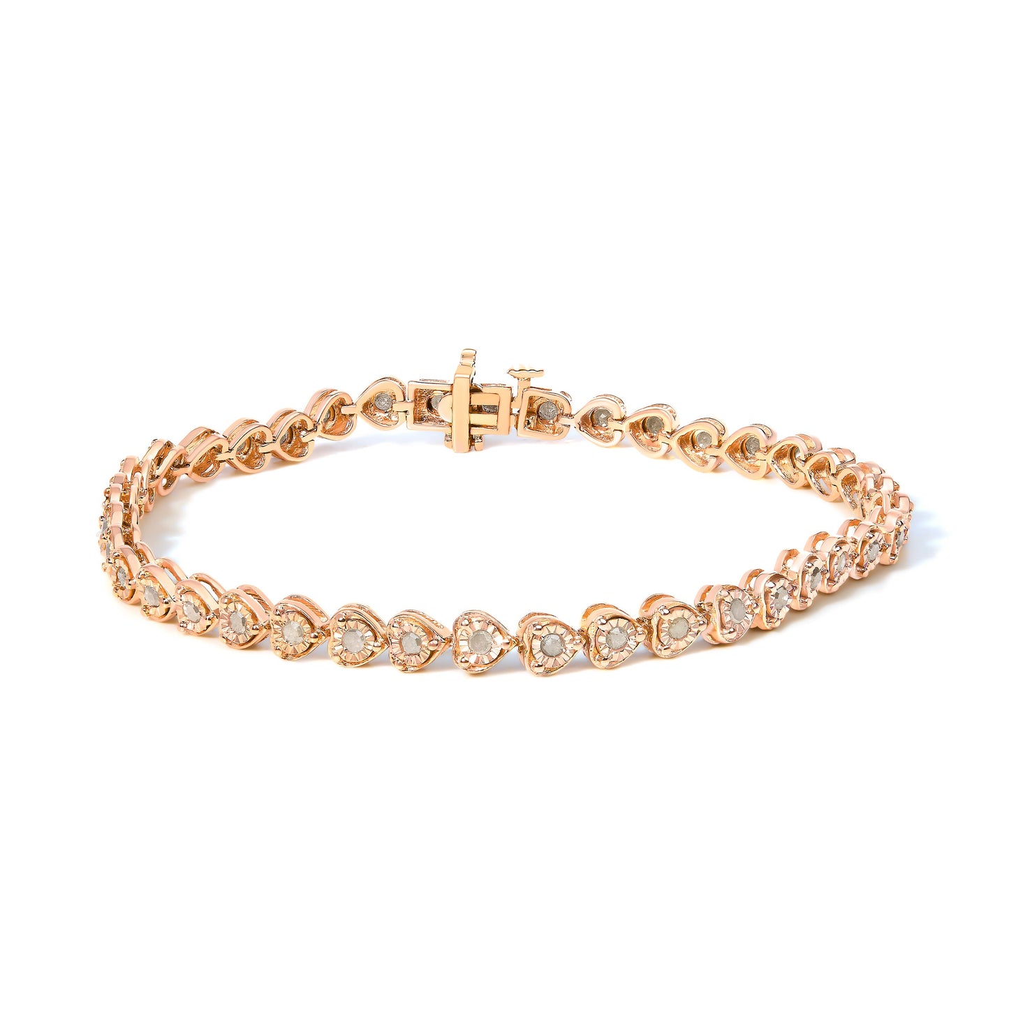 .925 Sterling Silver Heart-Link Diamond Tennis Bracelet