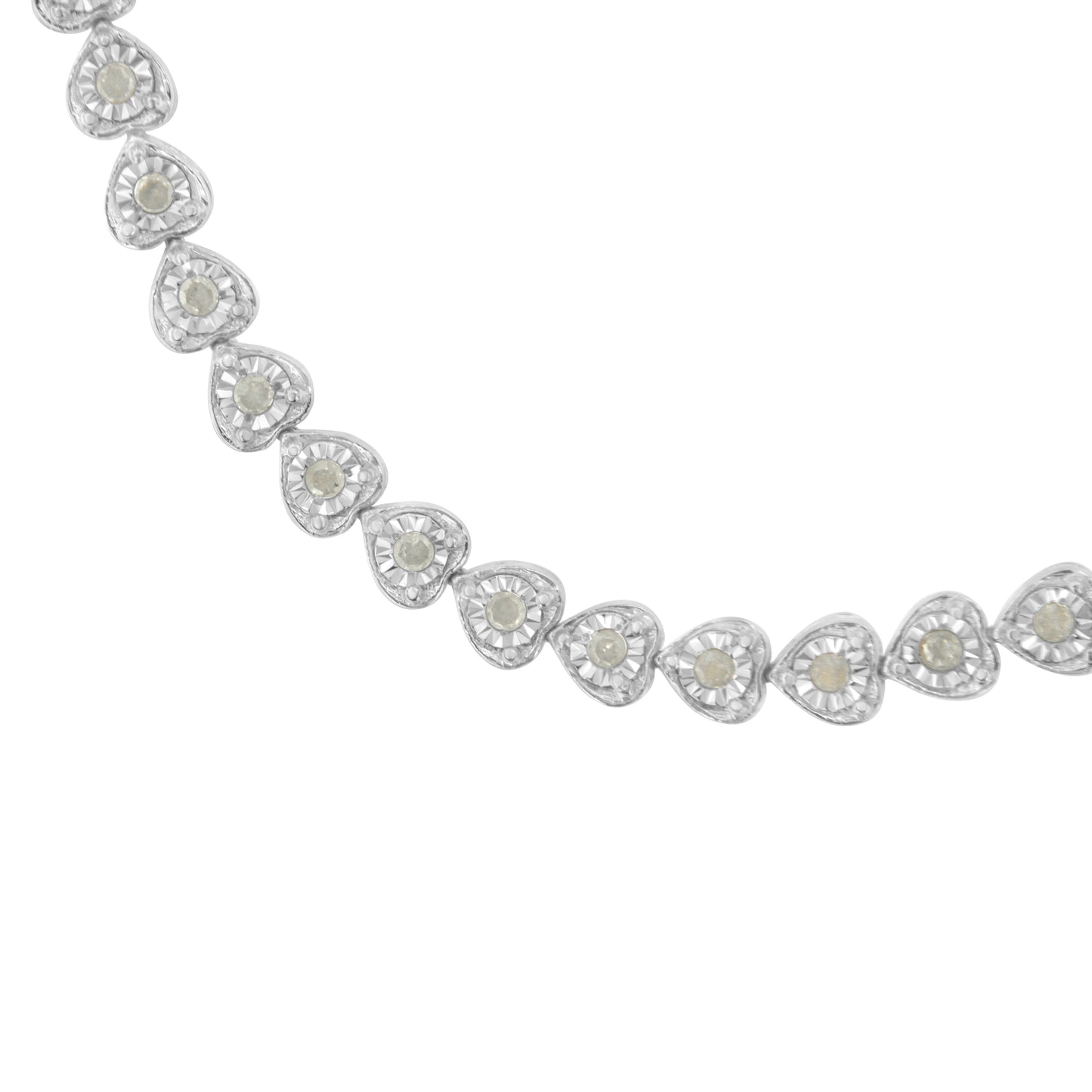 .925 Sterling Silver Heart-Link Diamond Tennis Bracelet