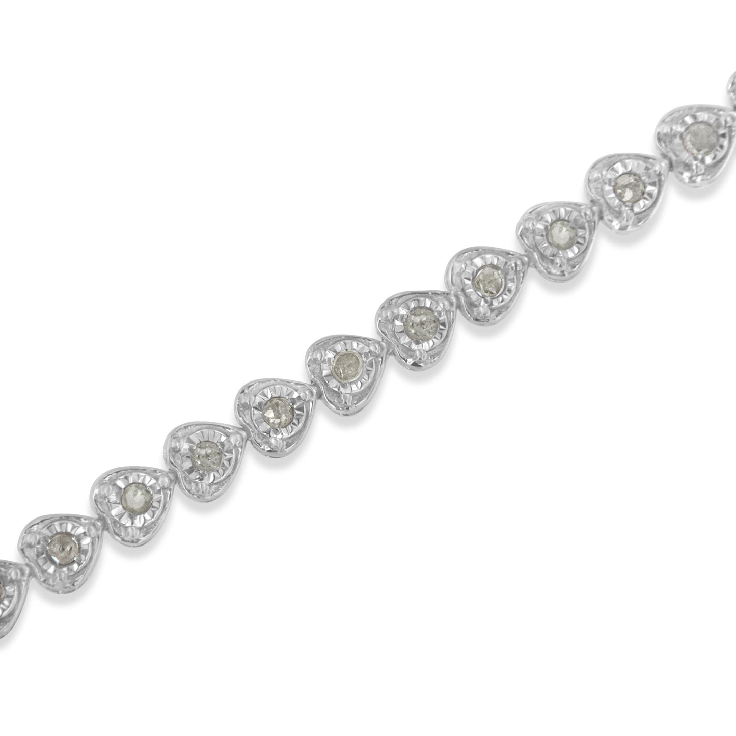 .925 Sterling Silver Heart-Link Diamond Tennis Bracelet