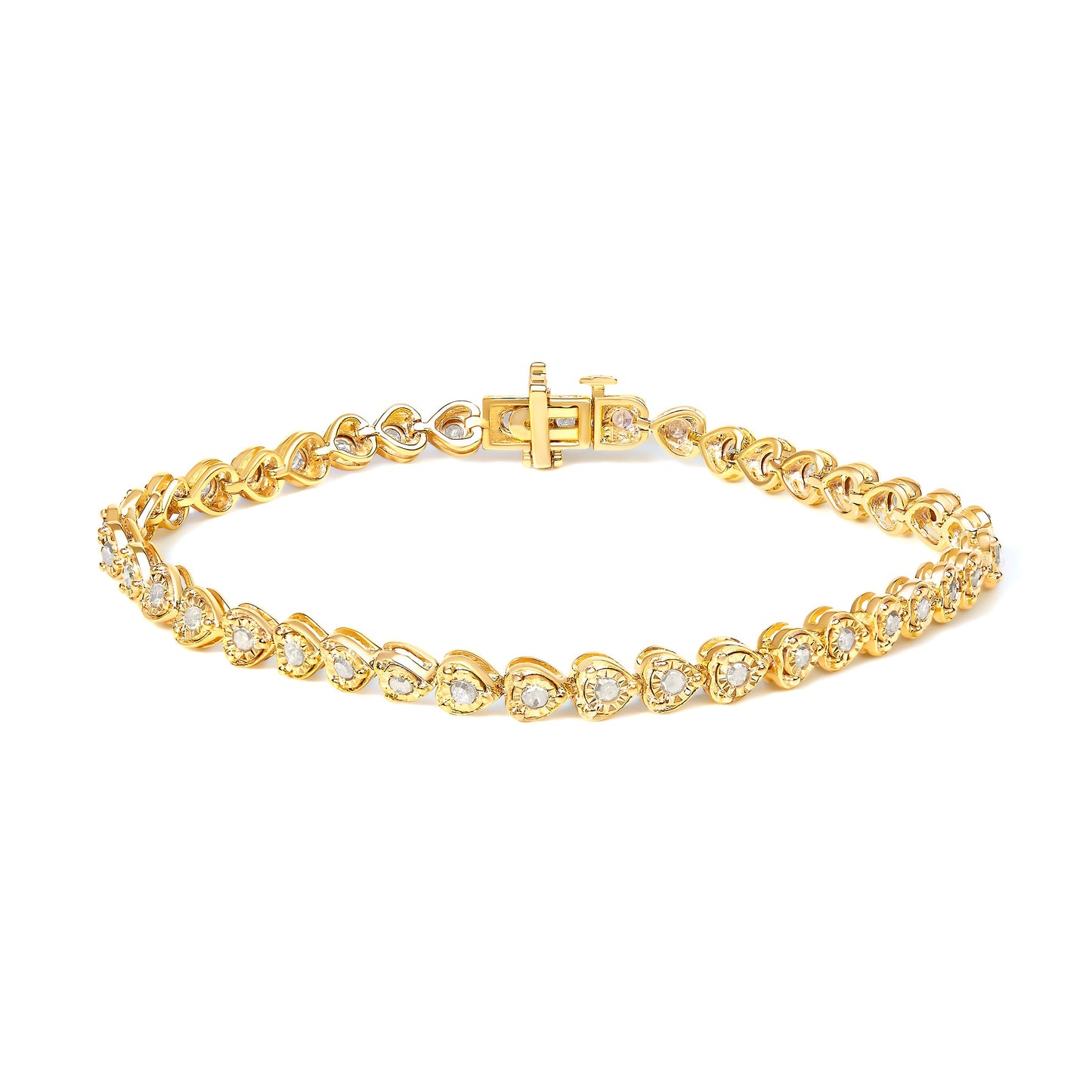 .925 Sterling Silver Heart-Link Diamond Tennis Bracelet