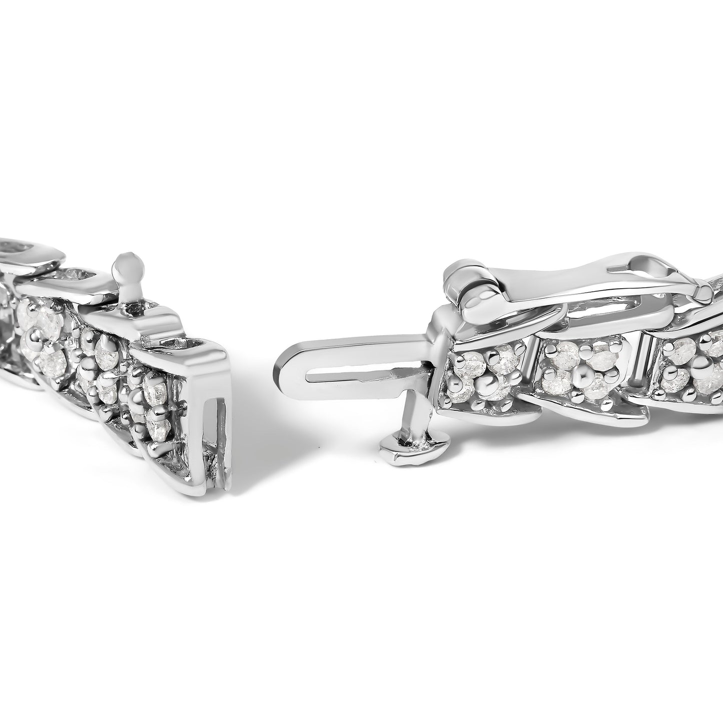 Bracelet de tennis en or blanc 10k avec diamants en forme de éventail - 2 cttw
