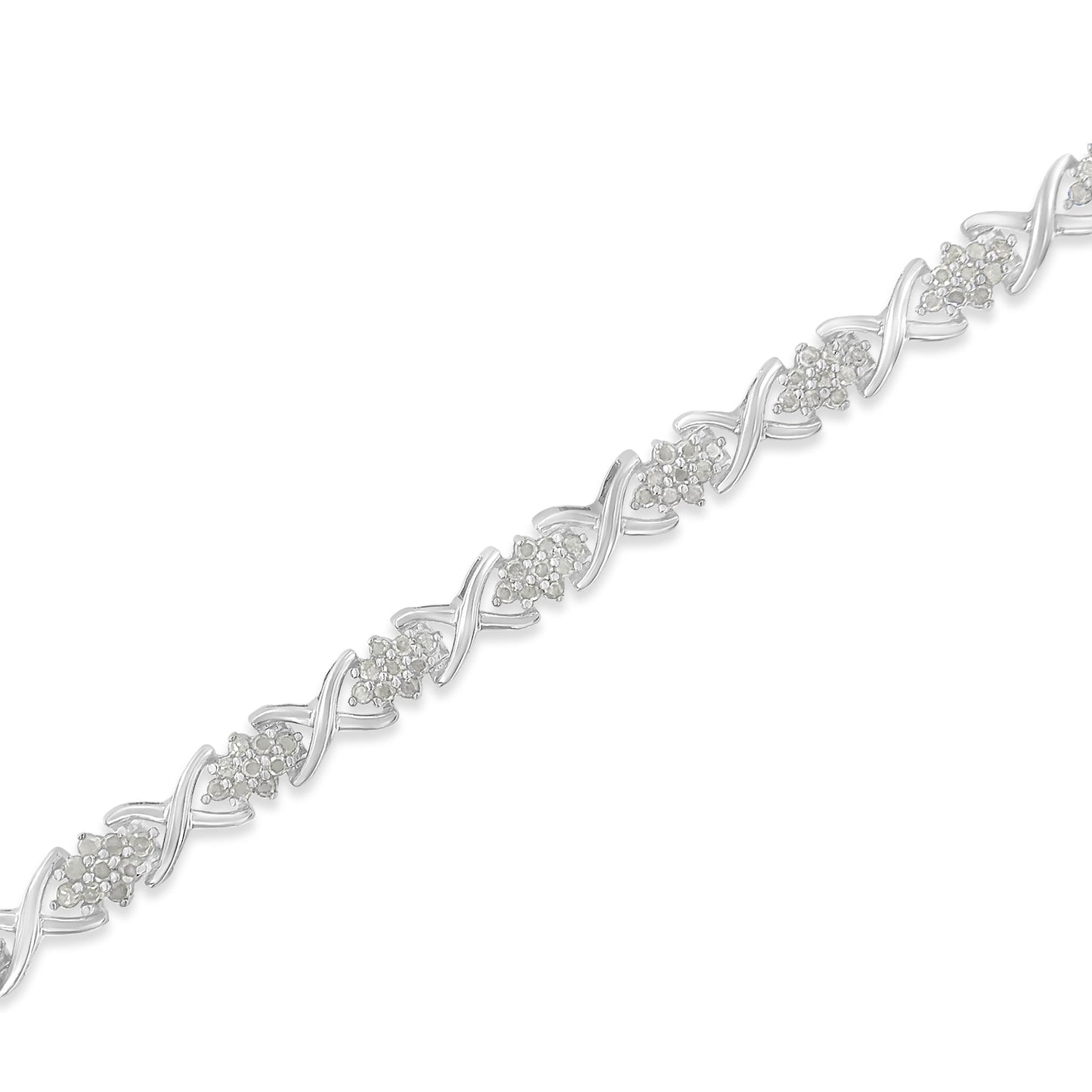 Pulsera de Tenis con Diamantes en Clúster de Plata Esterlina .925