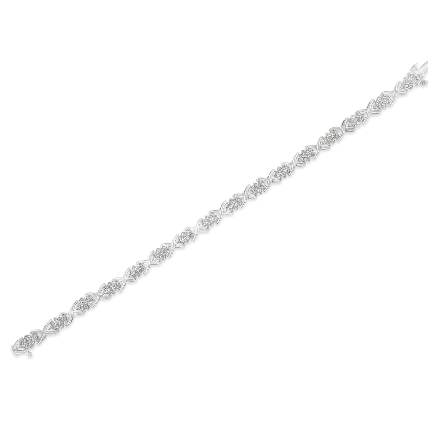 Pulsera de Tenis con Diamantes en Clúster de Plata Esterlina .925