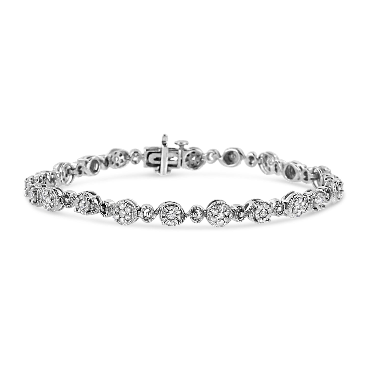 Pulsera de eslabones con diamantes en espiral de plata esterlina .925 - 7.25"