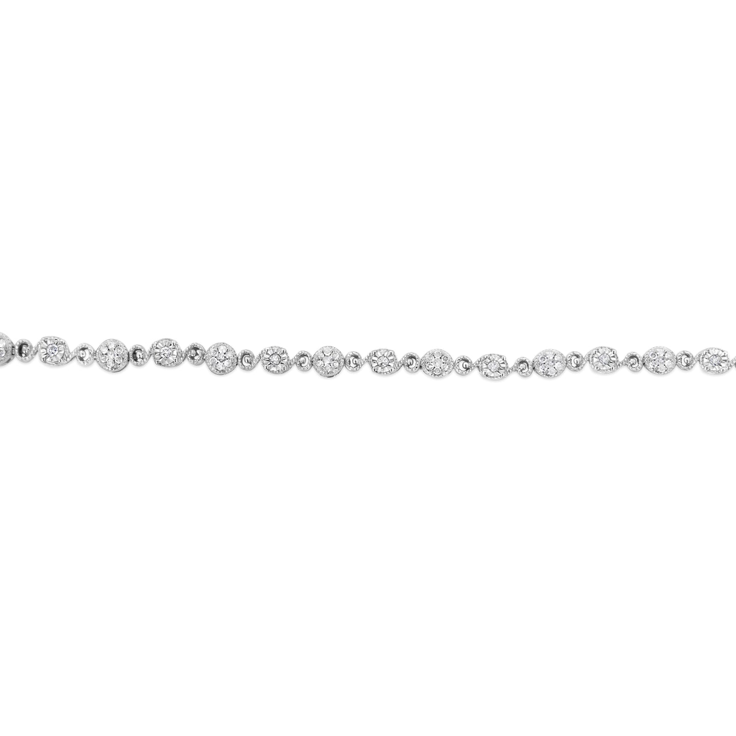 Pulsera de eslabones con diamantes en espiral de plata esterlina .925 - 7.25"