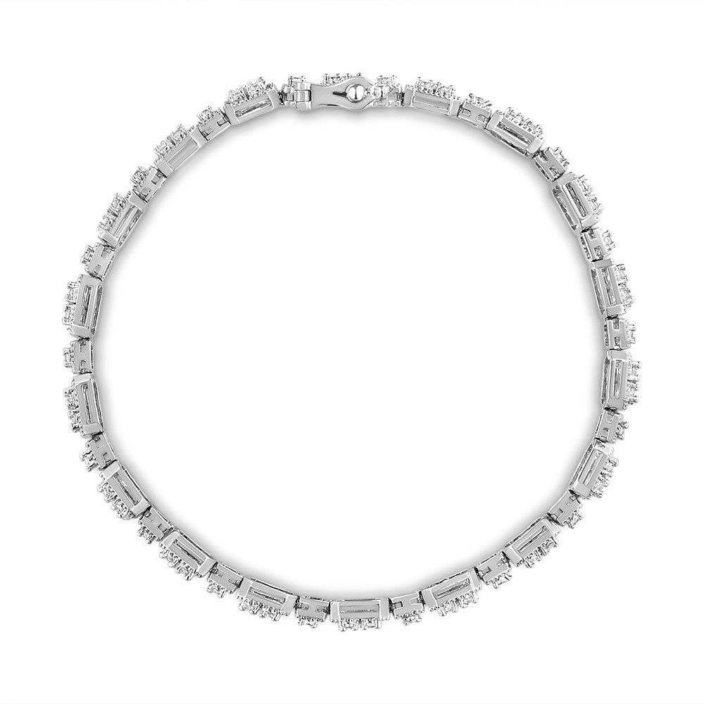 Bracelet en or blanc 10K avec diamants en maillons carrés - 2,0 cttw, taille 7,25"