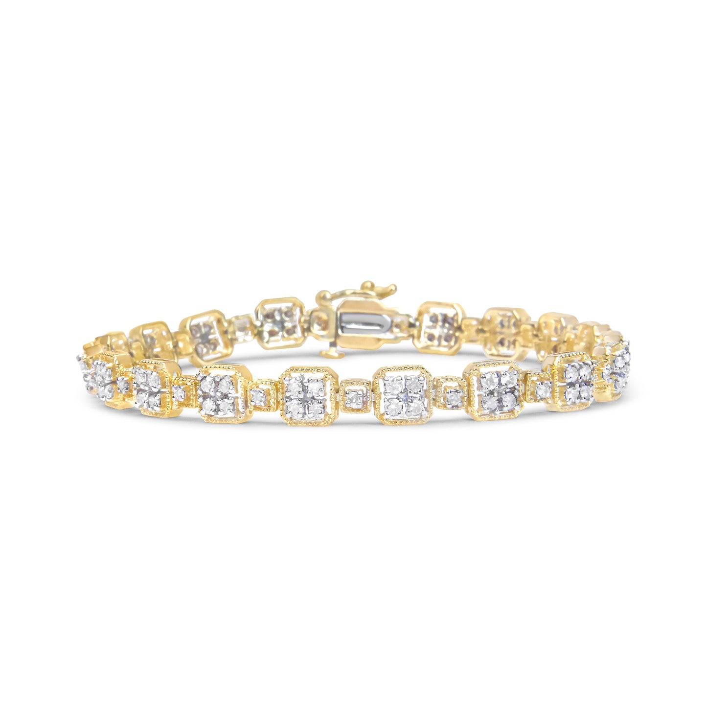 Bracelet en or blanc 10K avec diamants en maillons carrés - 2,0 cttw, taille 7,25"