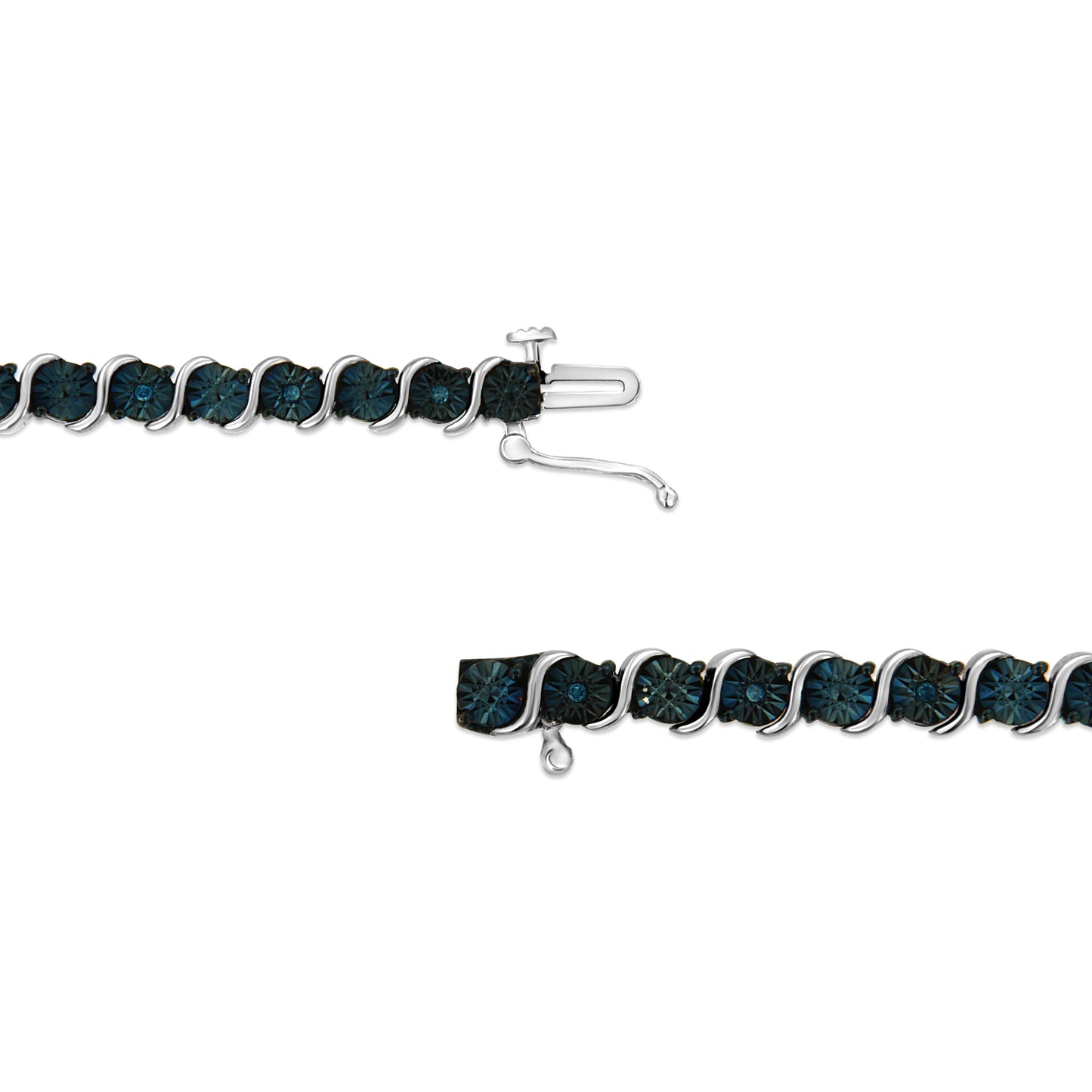 Pulsera de Tenis S-Link de Diamante Azul de Plata Esterlina .925 - 7.25"