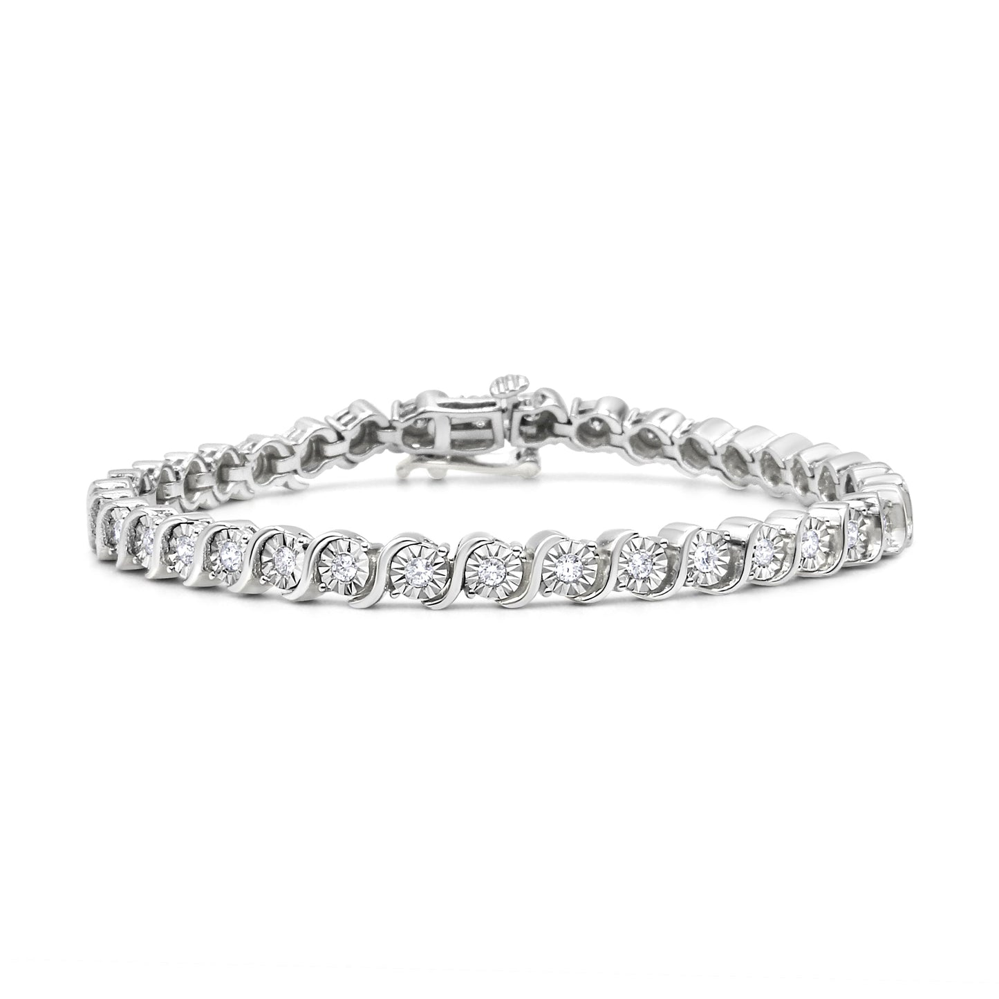 Pulsera de Tenis de Diamantes de Plata Esterlina Baño de Oro Rosa de 14K - 7"