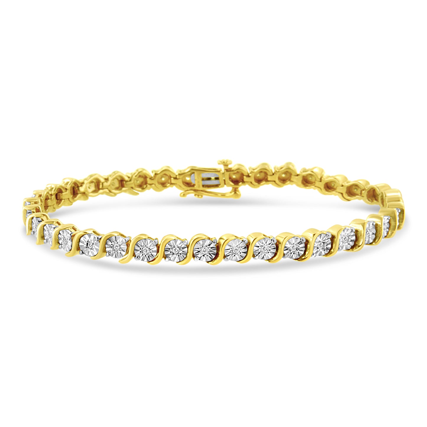 Pulsera de Tenis de Diamantes de Plata Esterlina Baño de Oro Rosa de 14K - 7"