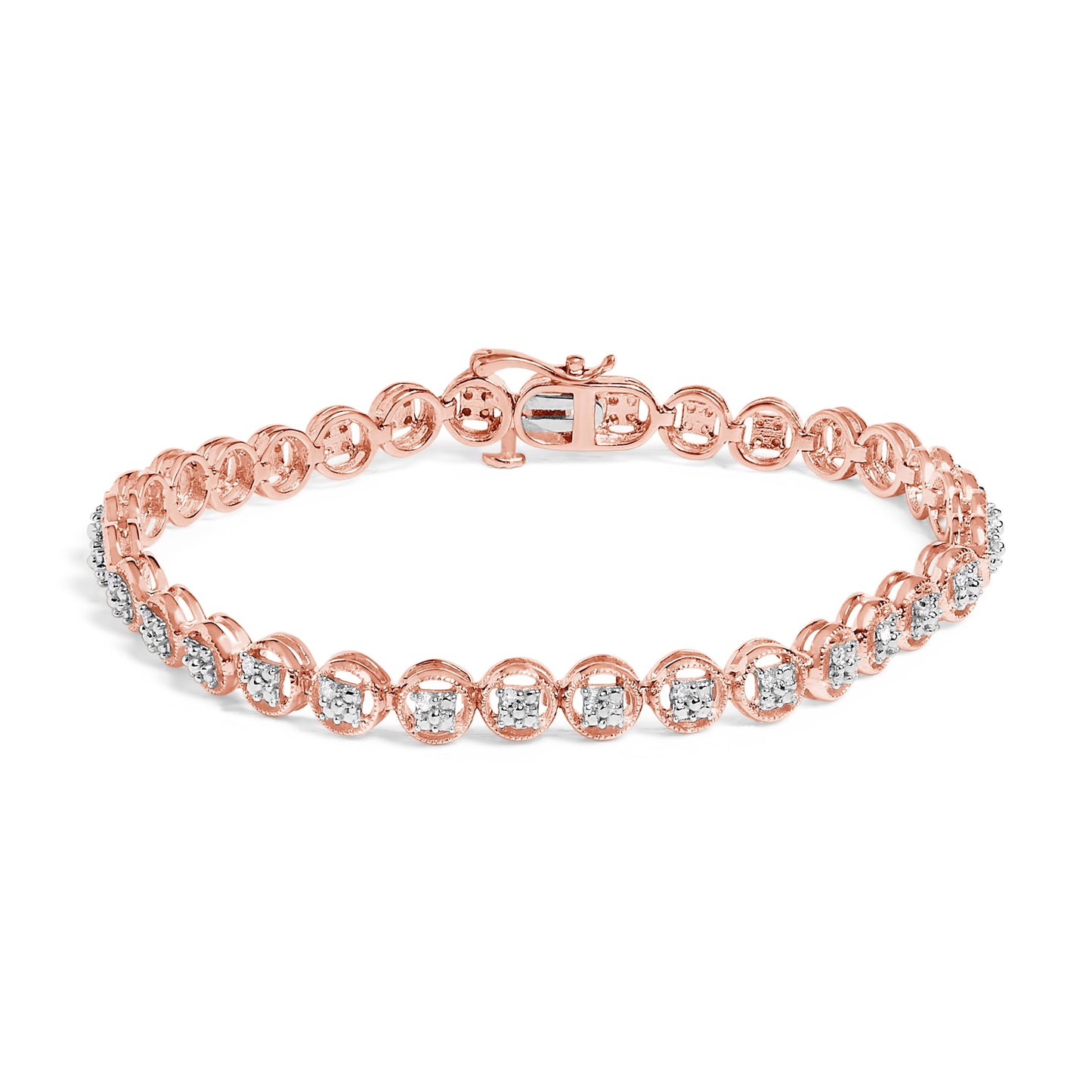 14K Yellow Gold Plated Sterling Silver Diamond Tennis Bracelet - 7.25"