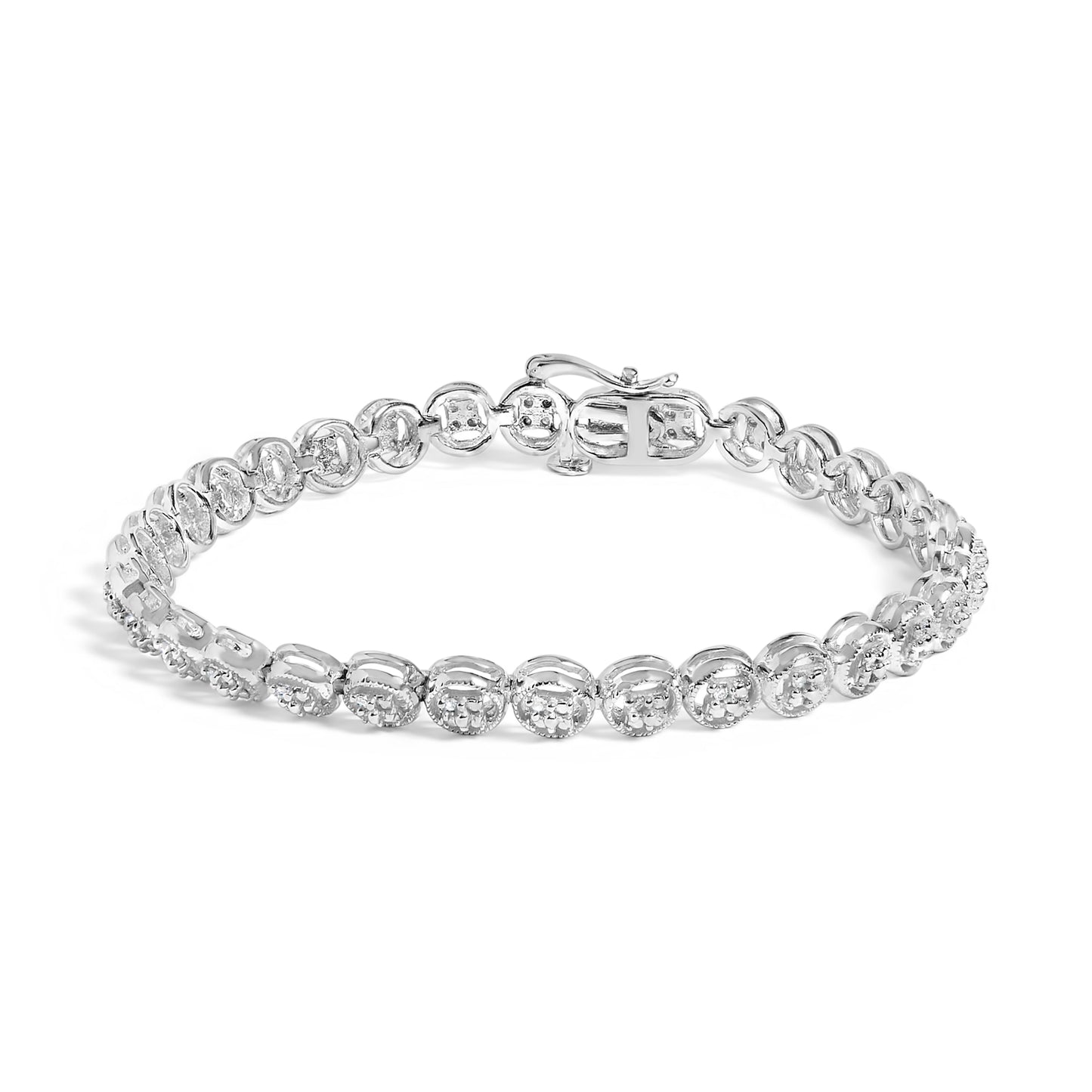 14K Yellow Gold Plated Sterling Silver Diamond Tennis Bracelet - 7.25"