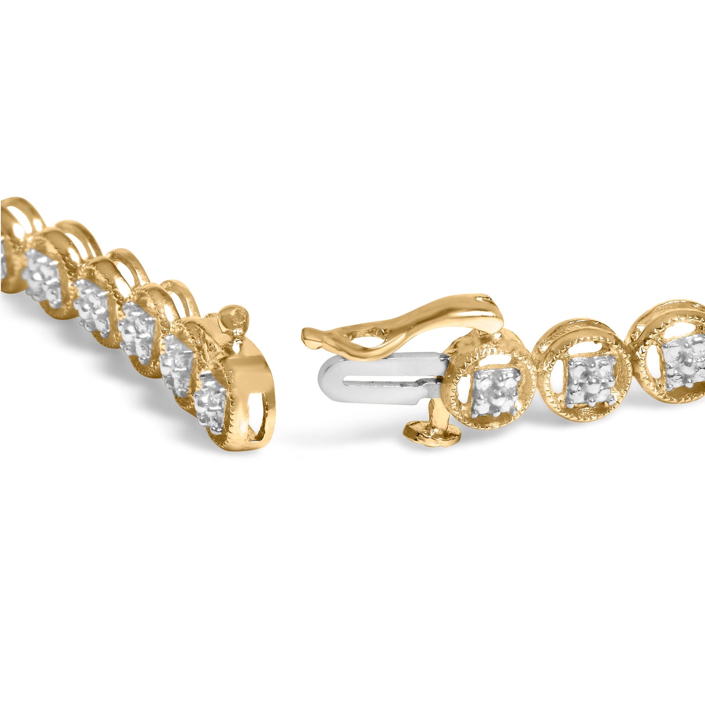 14K Yellow Gold Plated Sterling Silver Diamond Tennis Bracelet - 7.25"