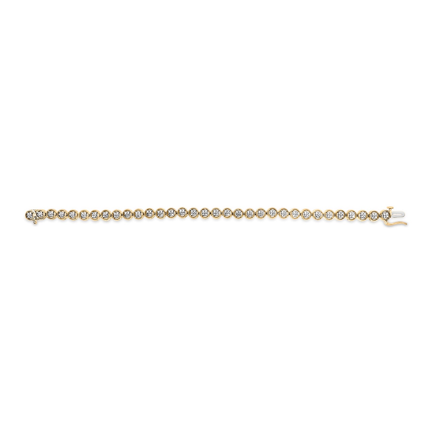 14K Yellow Gold Plated Sterling Silver Diamond Tennis Bracelet - 7.25"