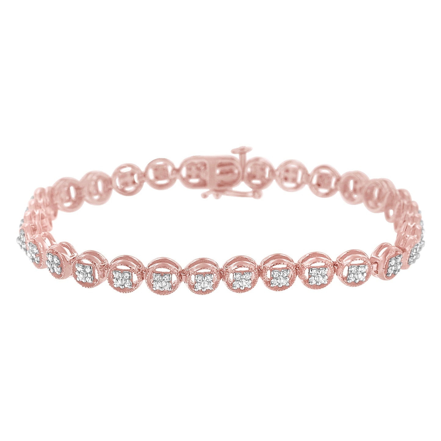 Bracelet en diamant tennis en argent sterling plaqué or rose 14K