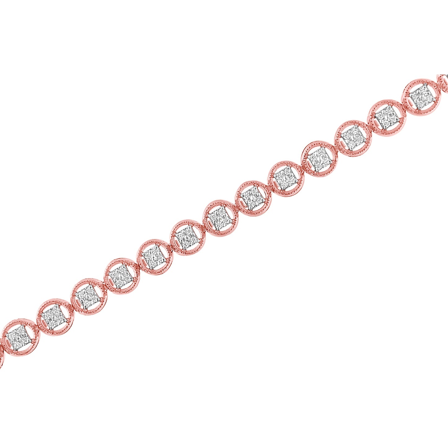 Bracelet en diamant tennis en argent sterling plaqué or rose 14K