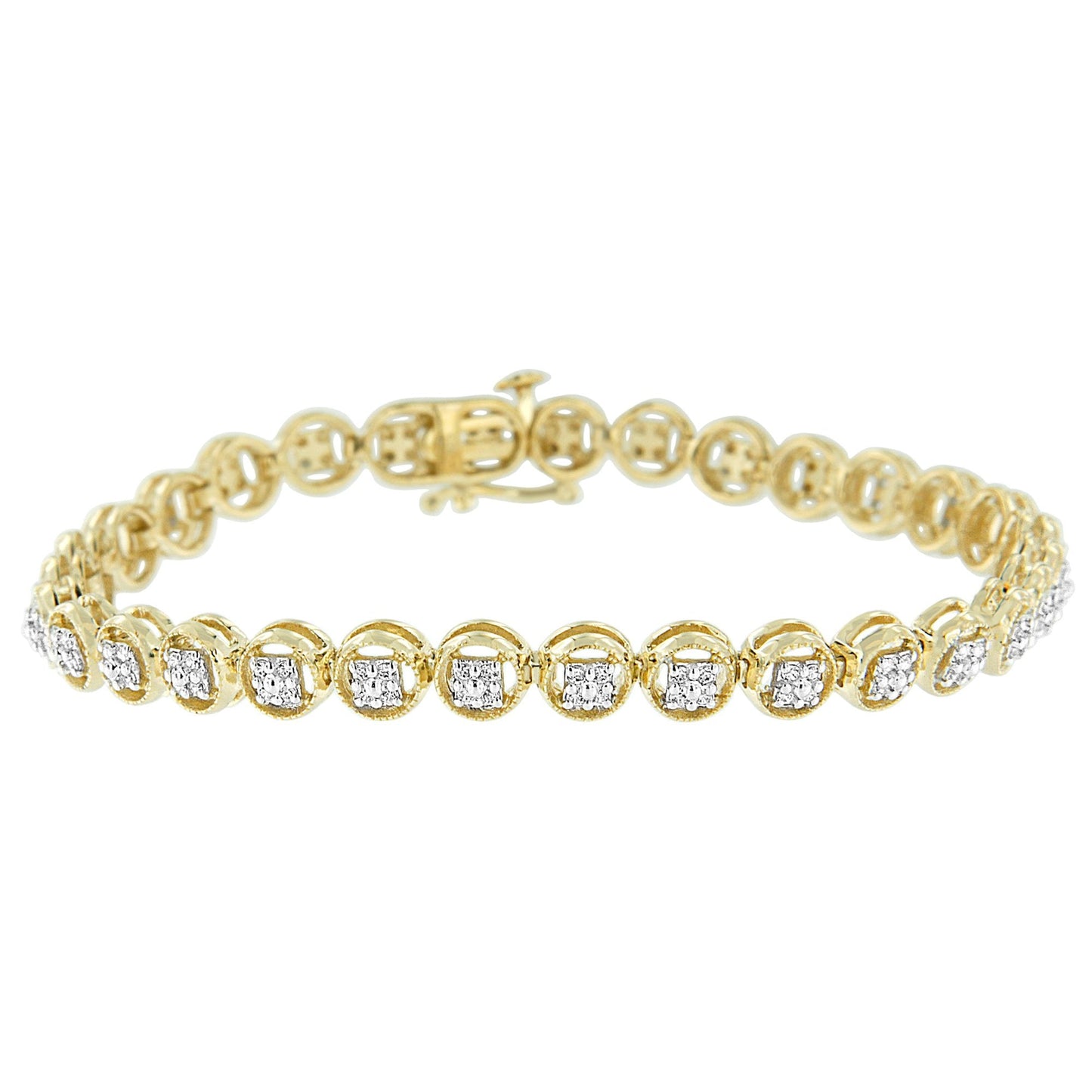 Bracelet en diamant tennis en argent sterling plaqué or rose 14K