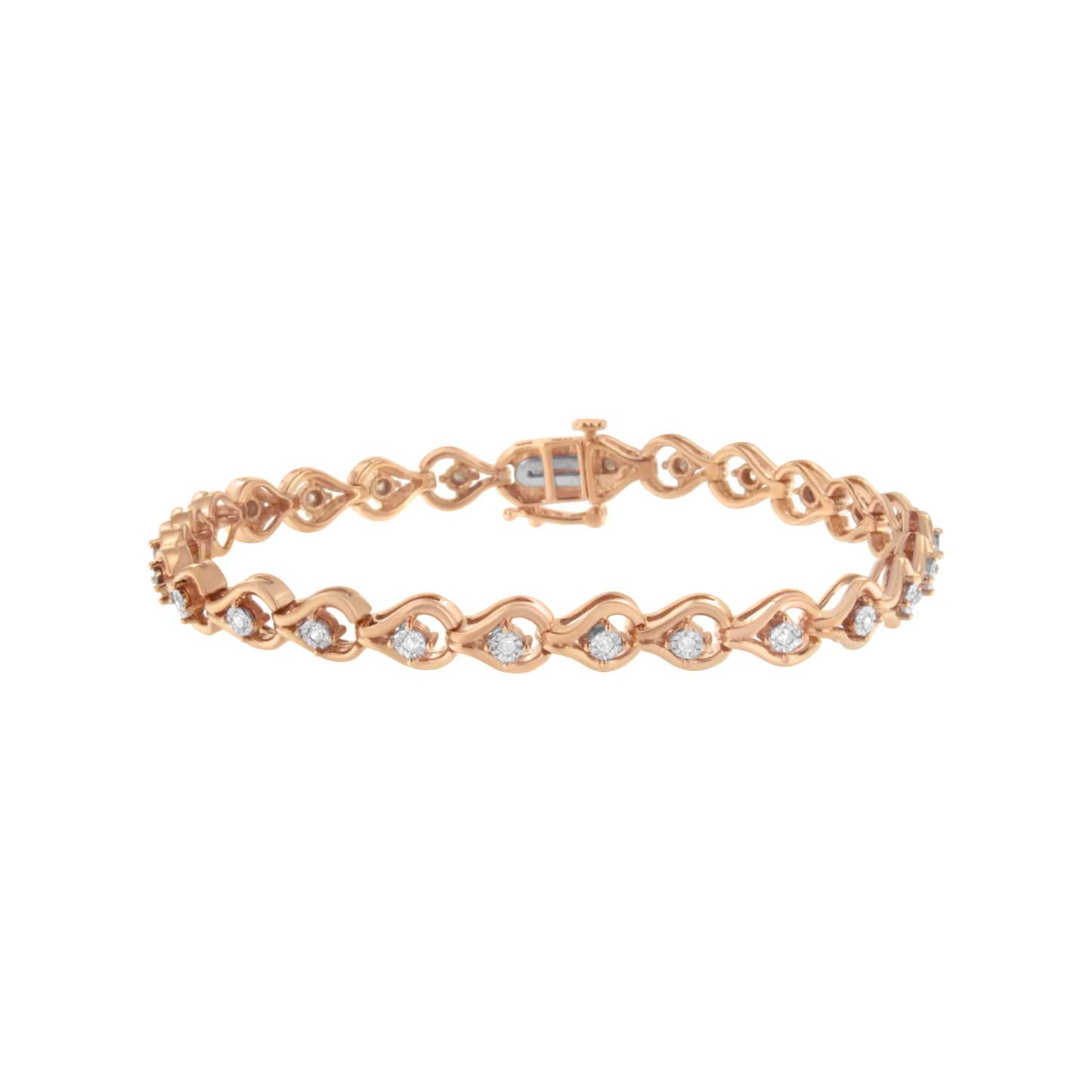 Pulsera de eslabones de diamante en forma de lágrima de plata esterlina .925