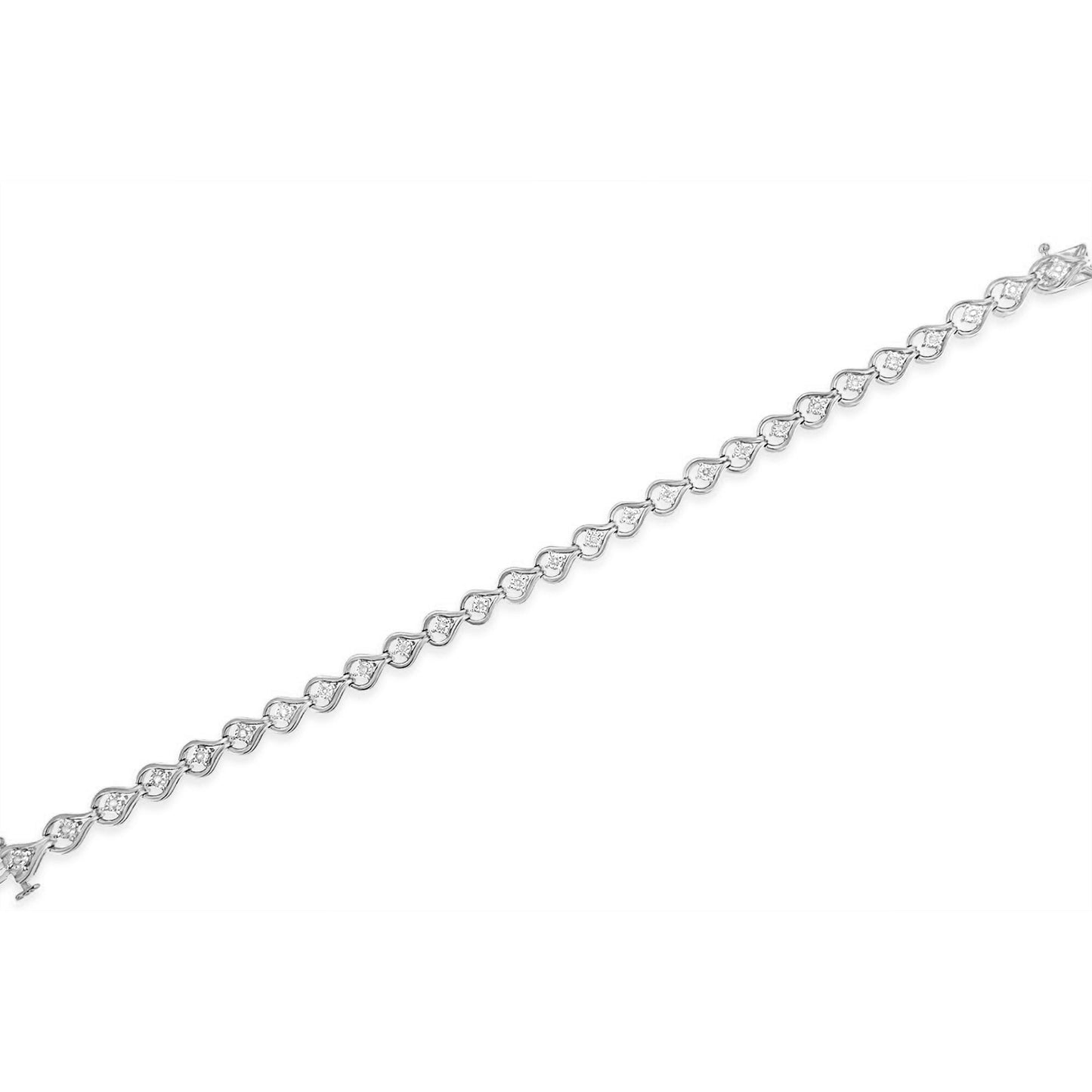 Pulsera de eslabones de diamante en forma de lágrima de plata esterlina .925